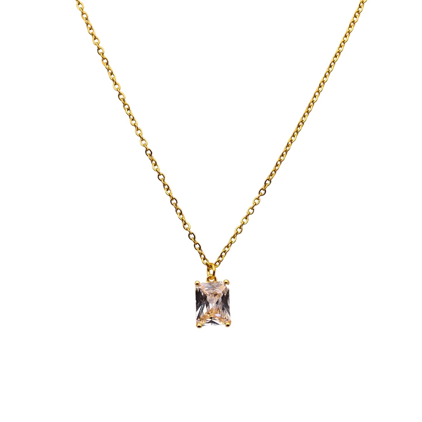Octagon Cut Crystal Drop Necklace