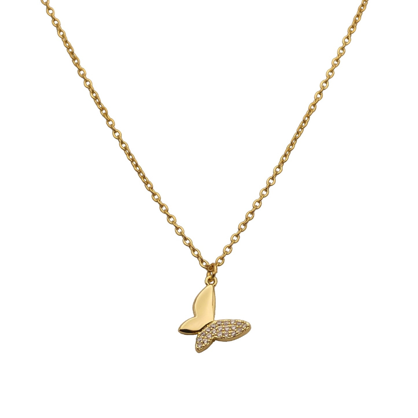 Gold Crystal Butterfly Necklace
