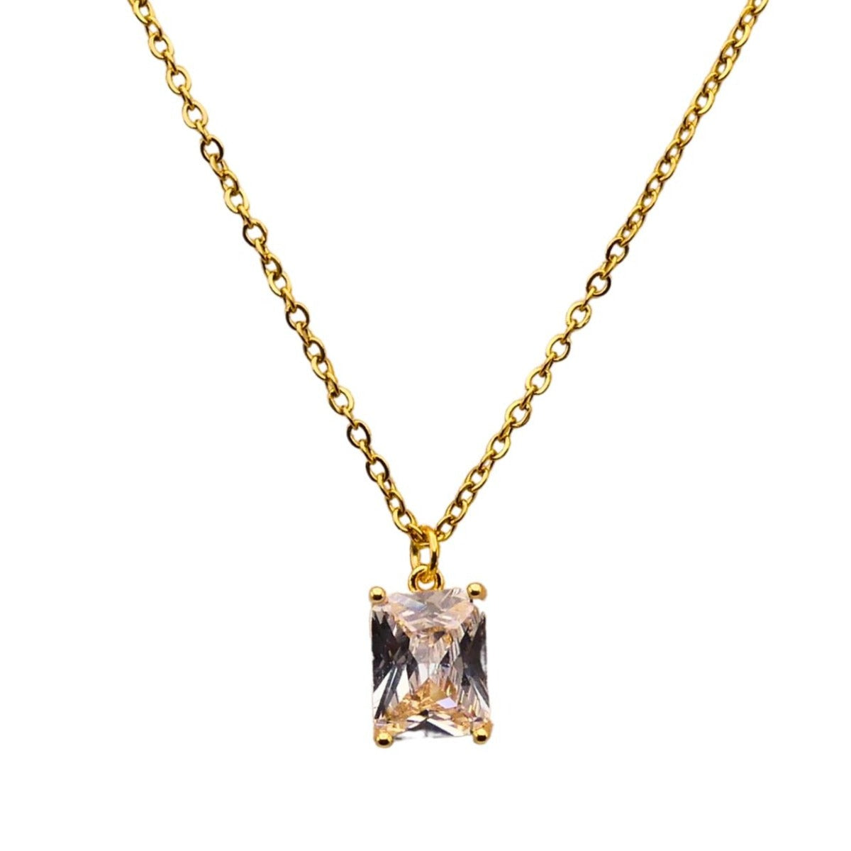 Octagon Cut Crystal Drop Necklace