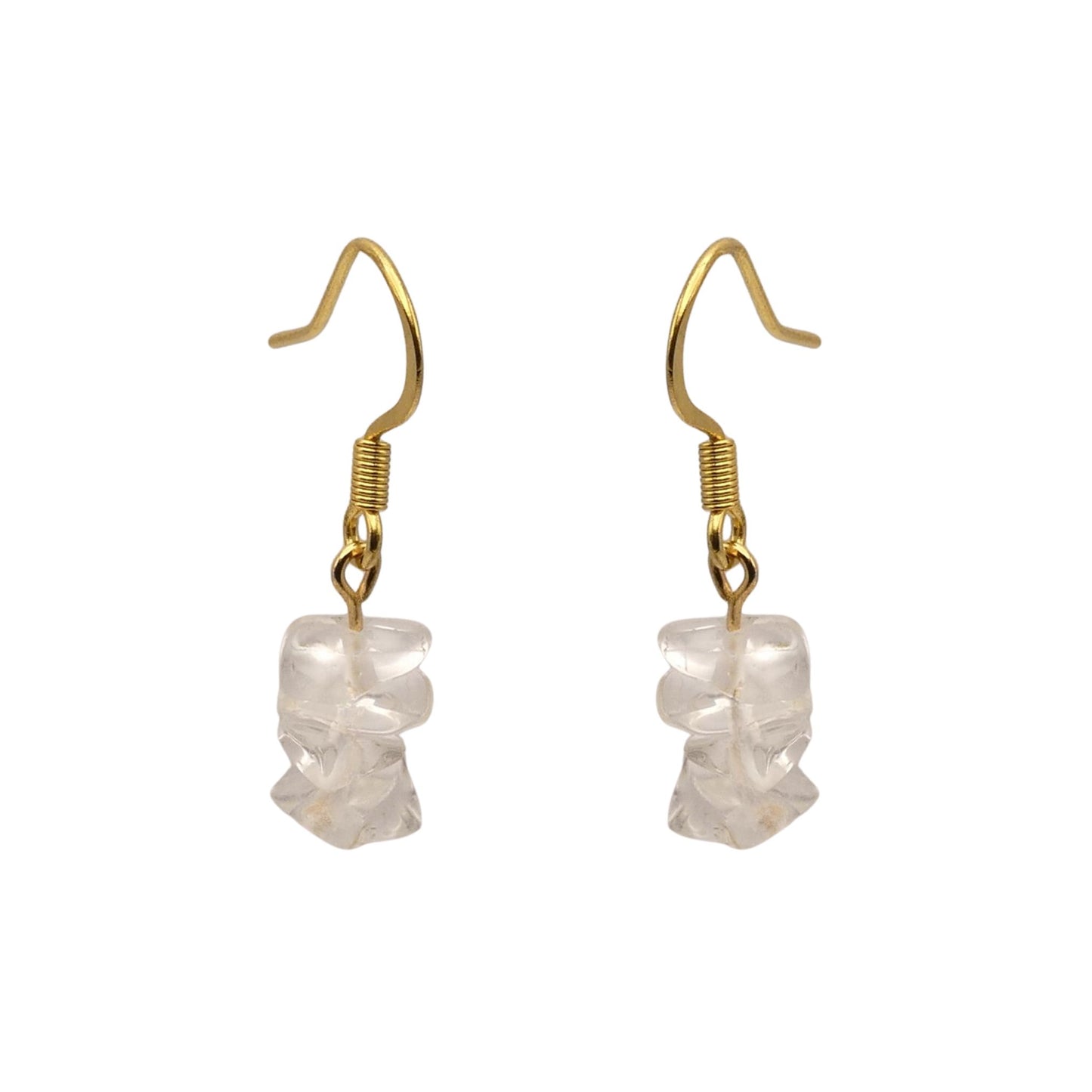 Clear Crystal Quartz Semi-Precious Stone Drop Earrings