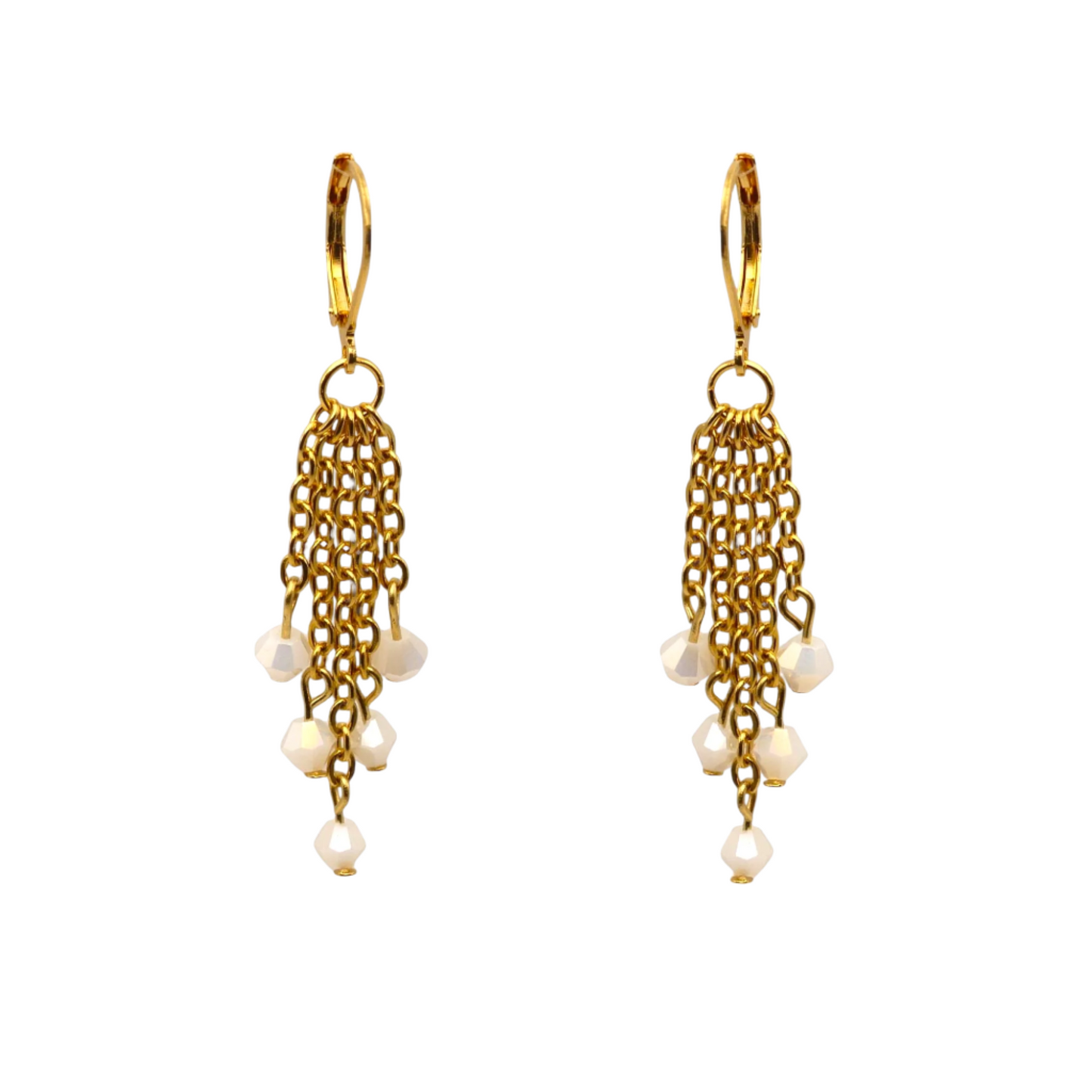 Crystal Beaded Tassel Earrings