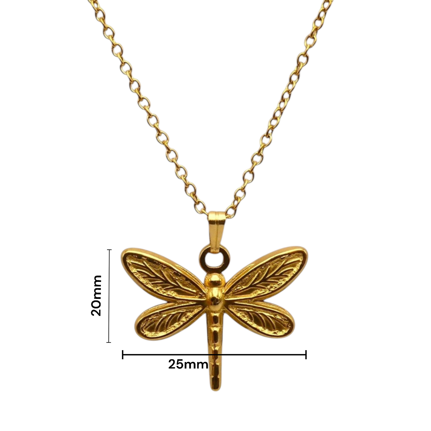 Gold Dragonfly Pendant Necklace