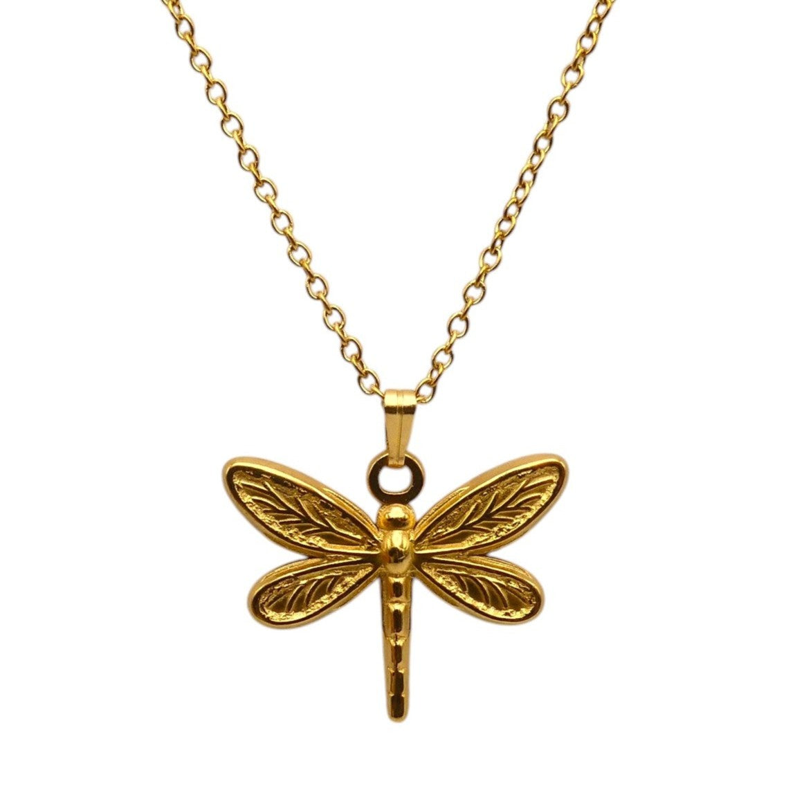 Gold Dragonfly Pendant Necklace