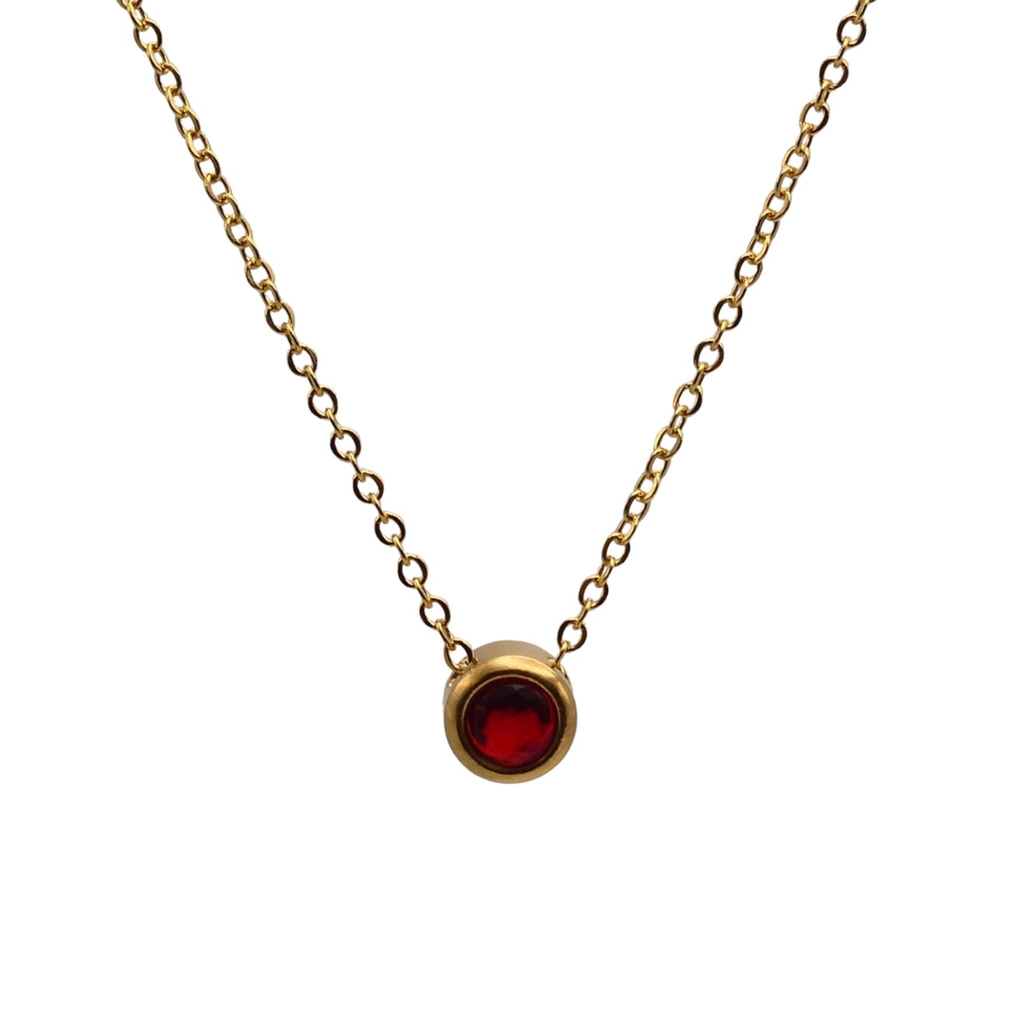 Floating Crystal Birthstone Necklace July Red Ruby Carnelian