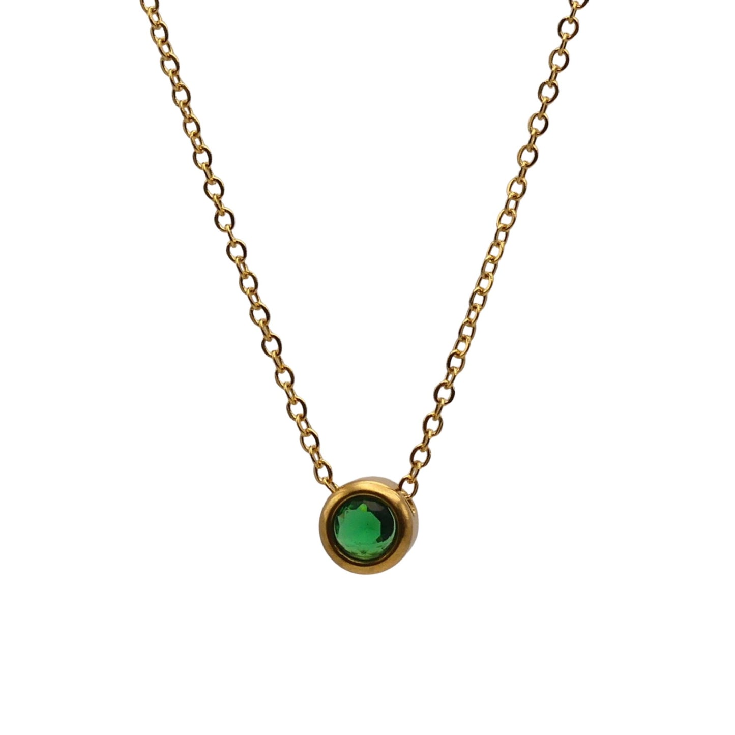 Floating crystal birthstone necklace May Emerald Adventurine