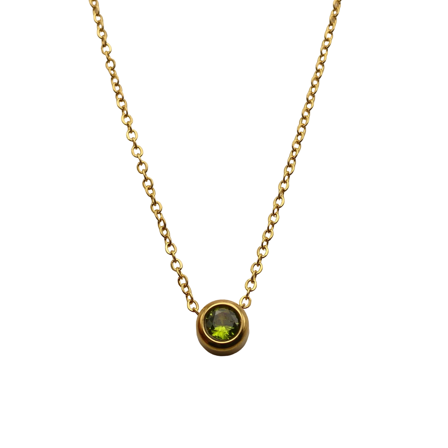 Floating Crystal Birthstone Necklace August Peridot