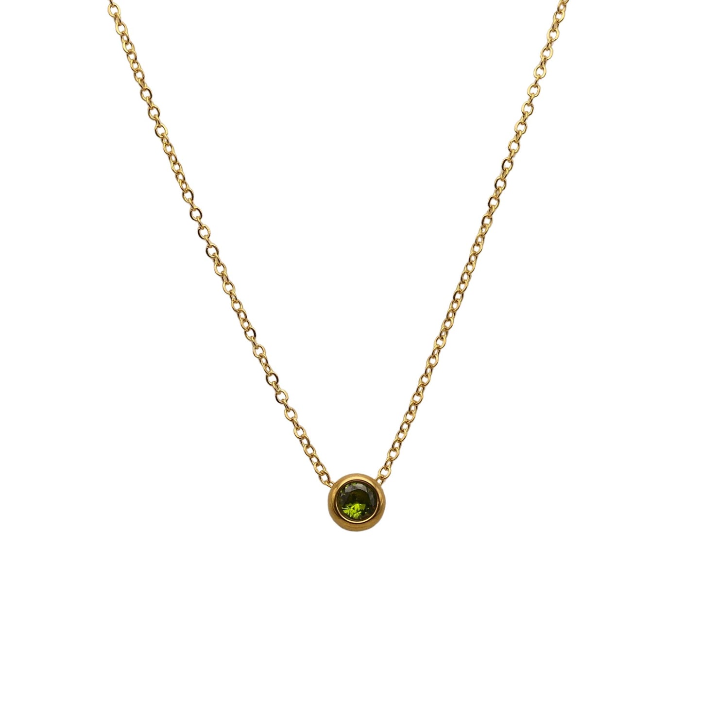 Floating crystal birthstone necklace august peridot