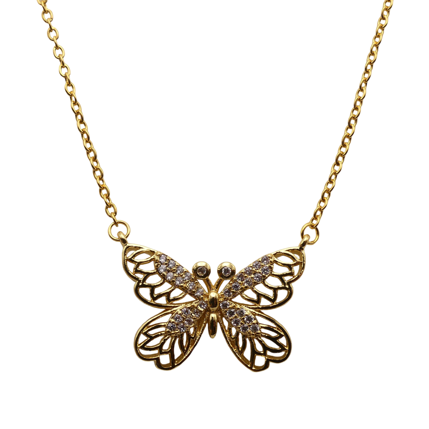 Pave Crystal Butterfly Necklace