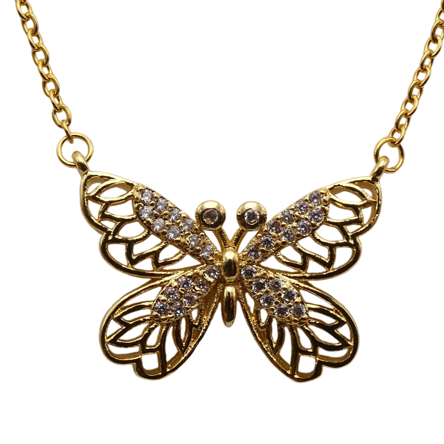 Pave Crystal Butterfly Necklace