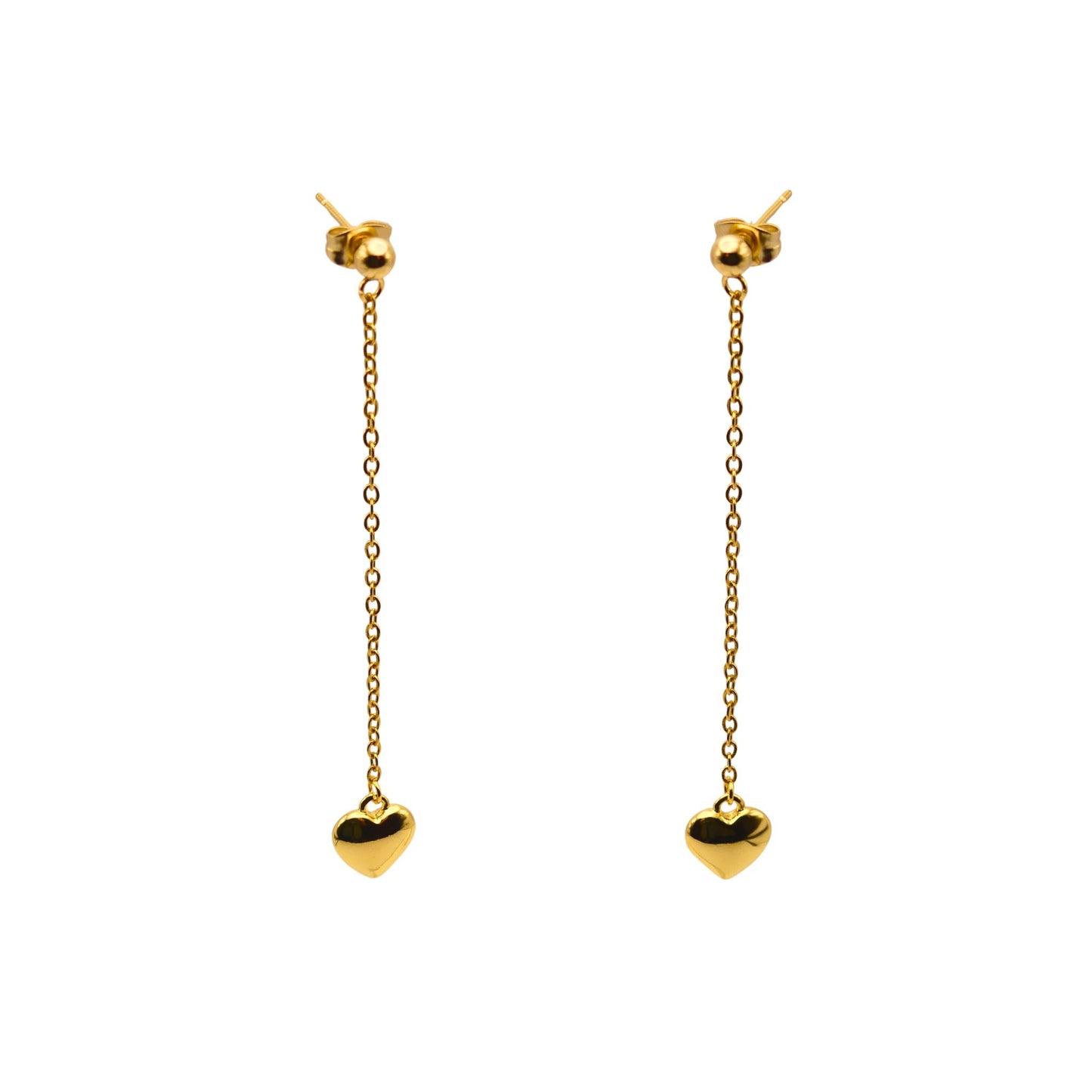 Gold Heart Drop Earrings_For_Women