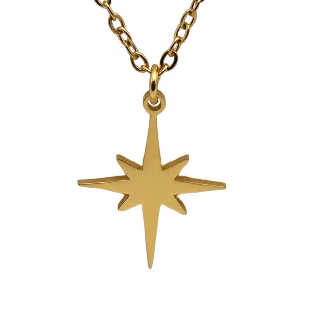 Gold North Star Cable Chain Necklace_For_Women