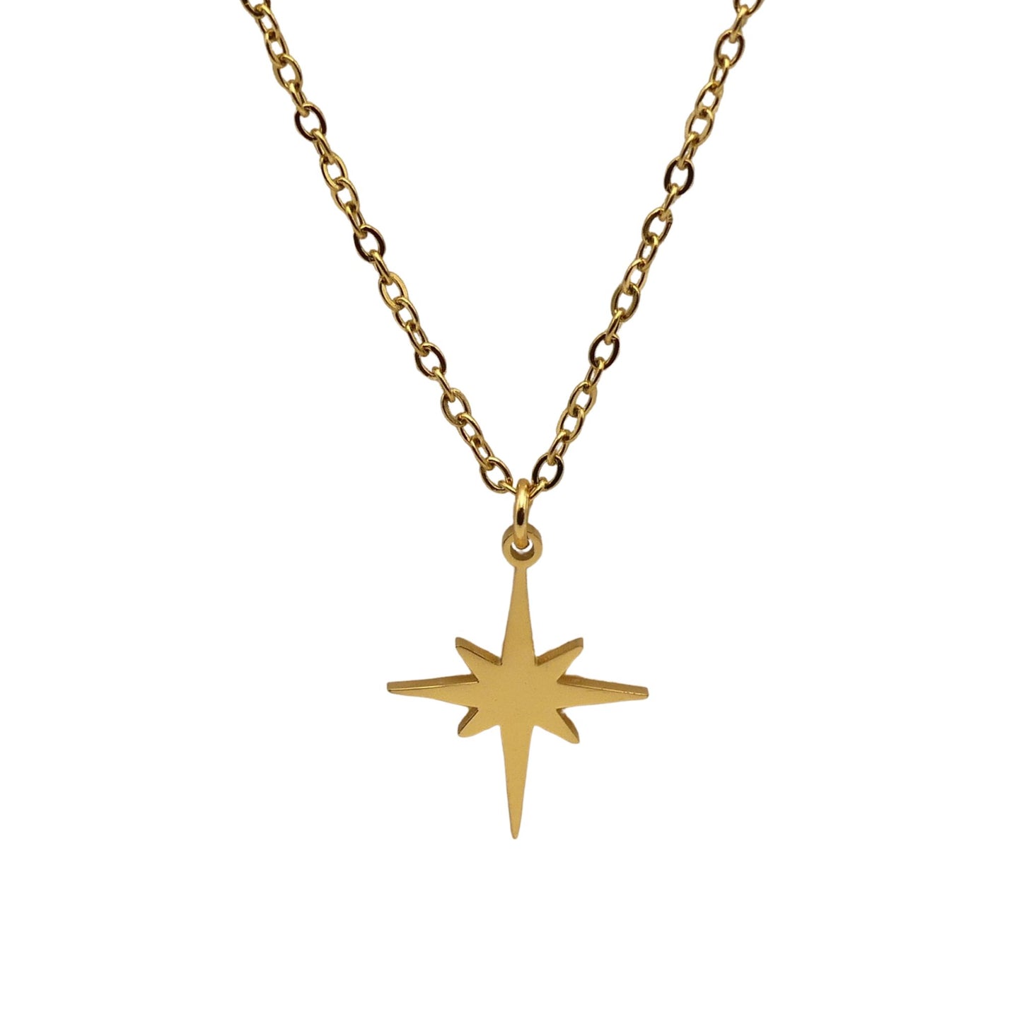Gold North Star Cable Chain Necklace_For_Women