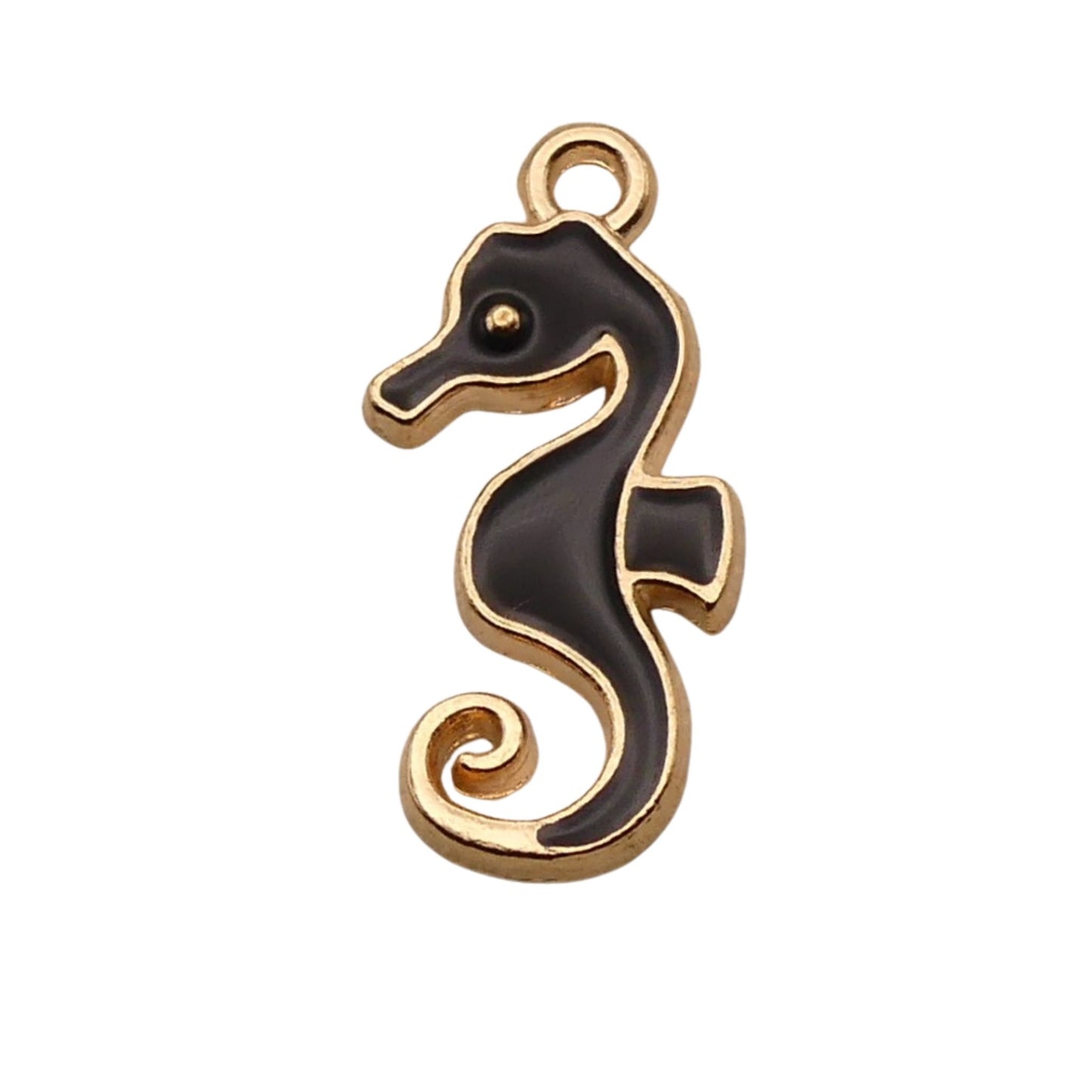 Gold With Black Seahorse Charm For Women For Personalized Bracelet and Necklace