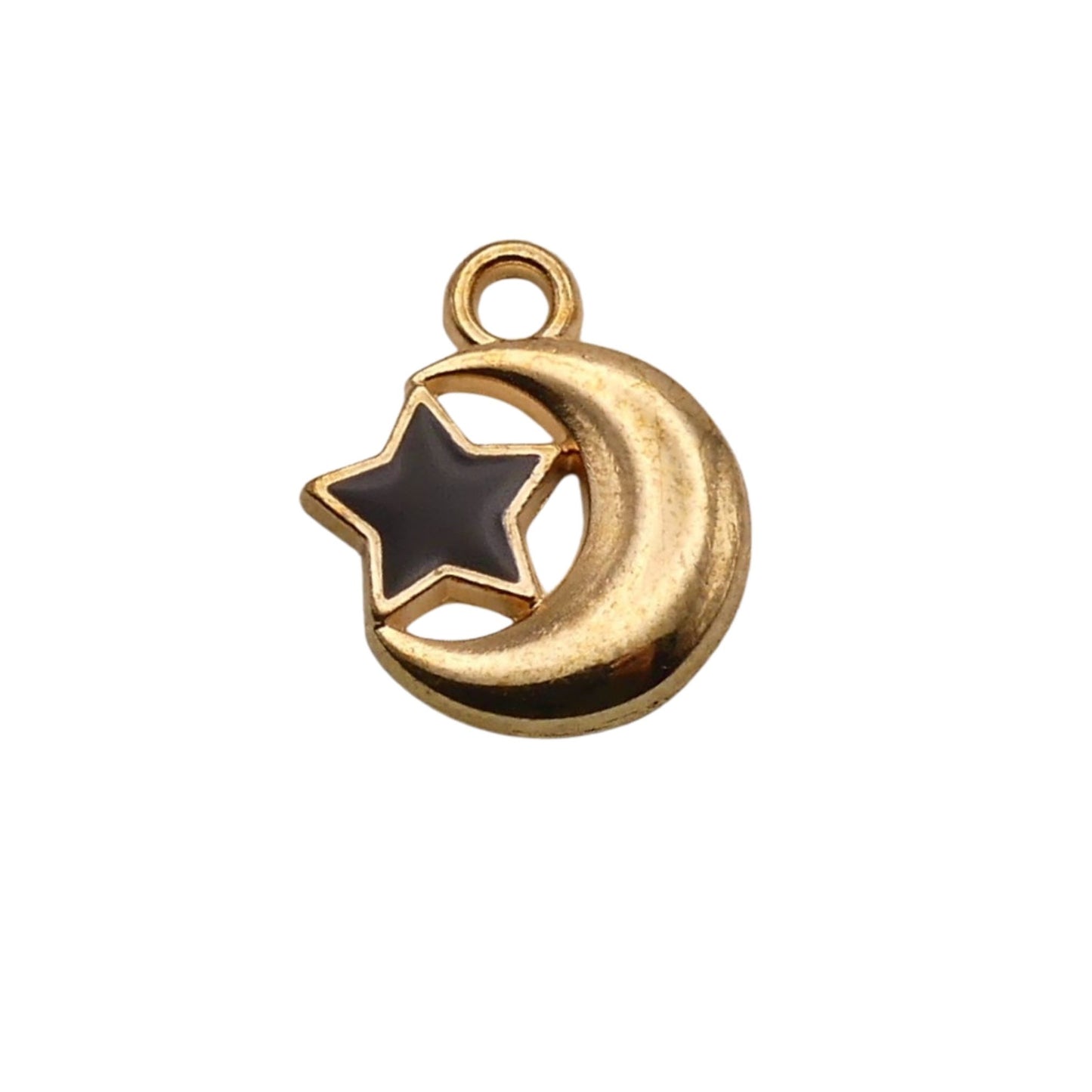 Gold With Black Star and Moon Charm For Women For Personalized Charm Bracelet and Necklace