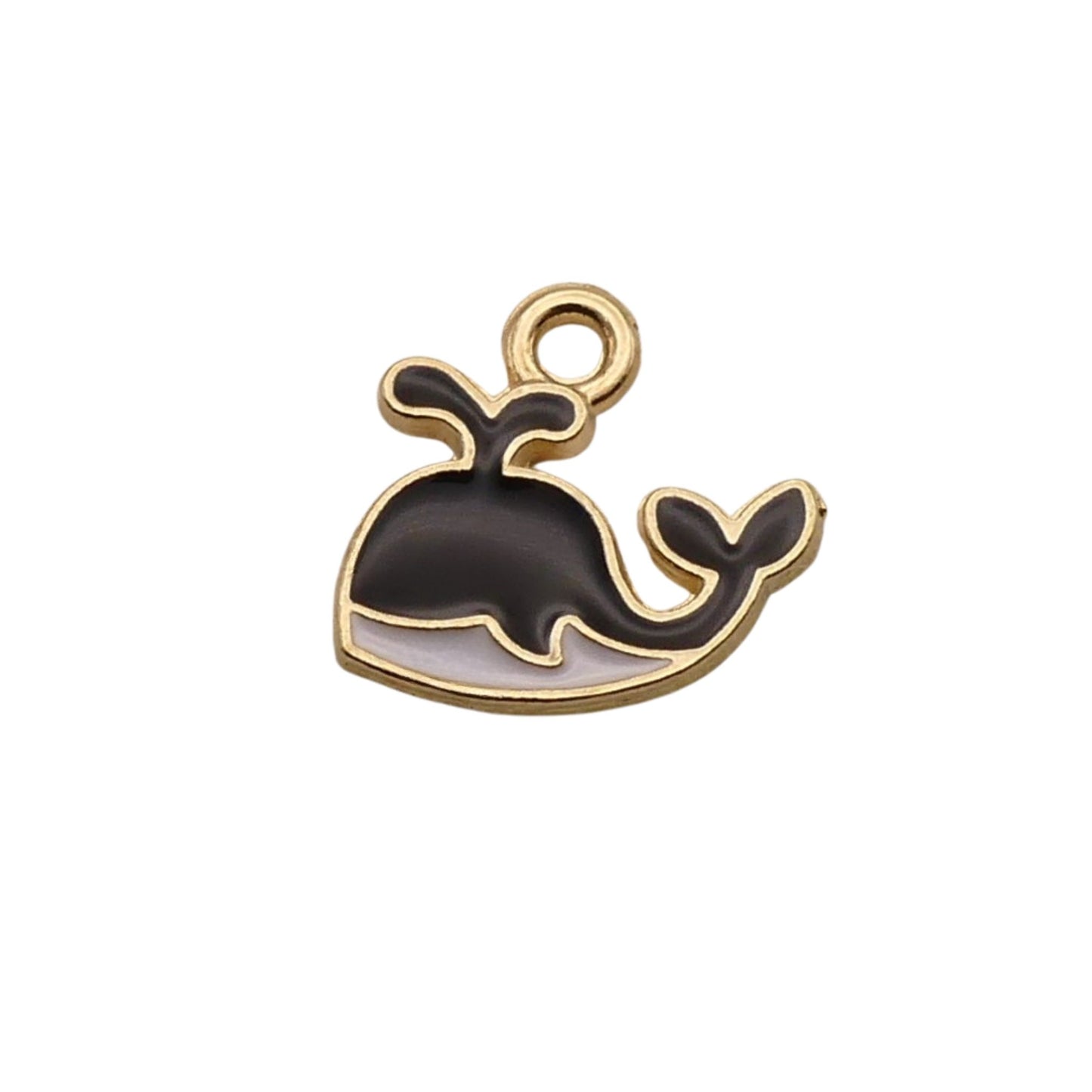 Gold With Black Whale Charm For Women For Personalized Charm Bracelet and Necklace