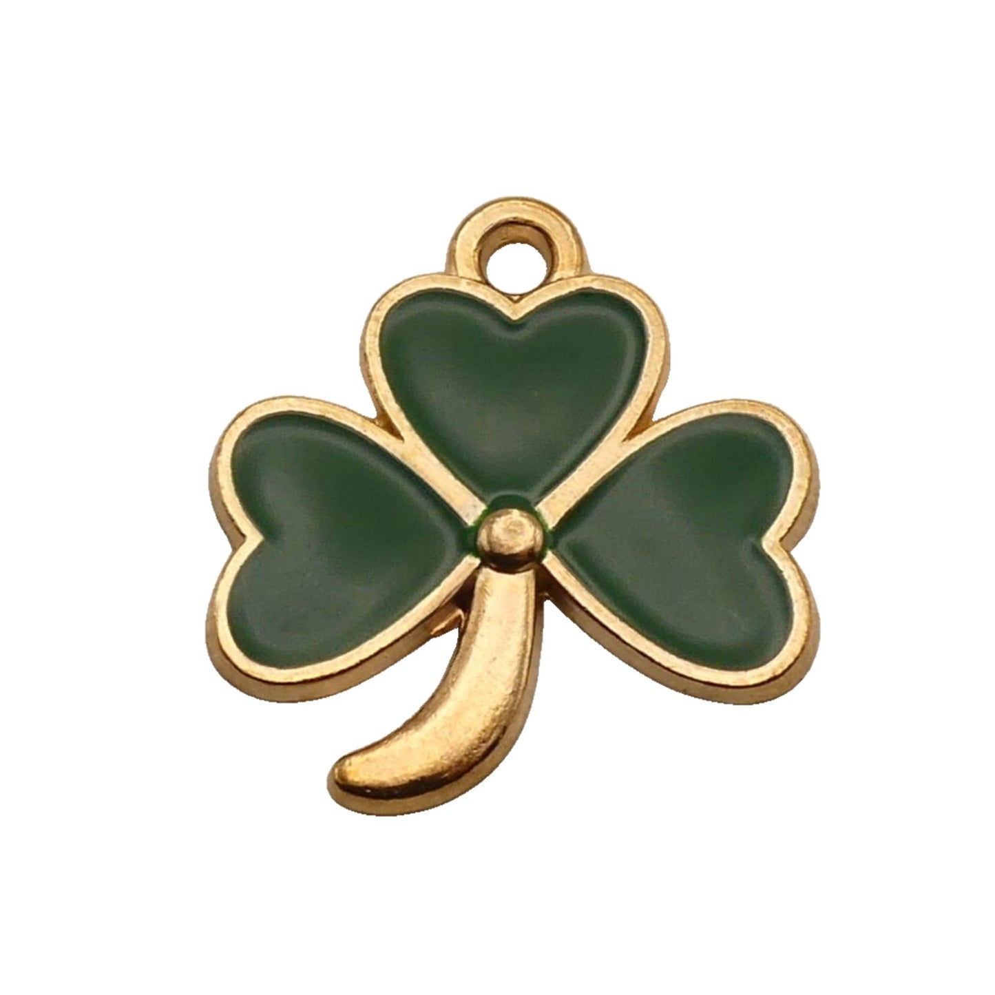 Gold With Green Three Leaf Clover Charm For Women For Personalized Charm Bracelet and Necklace