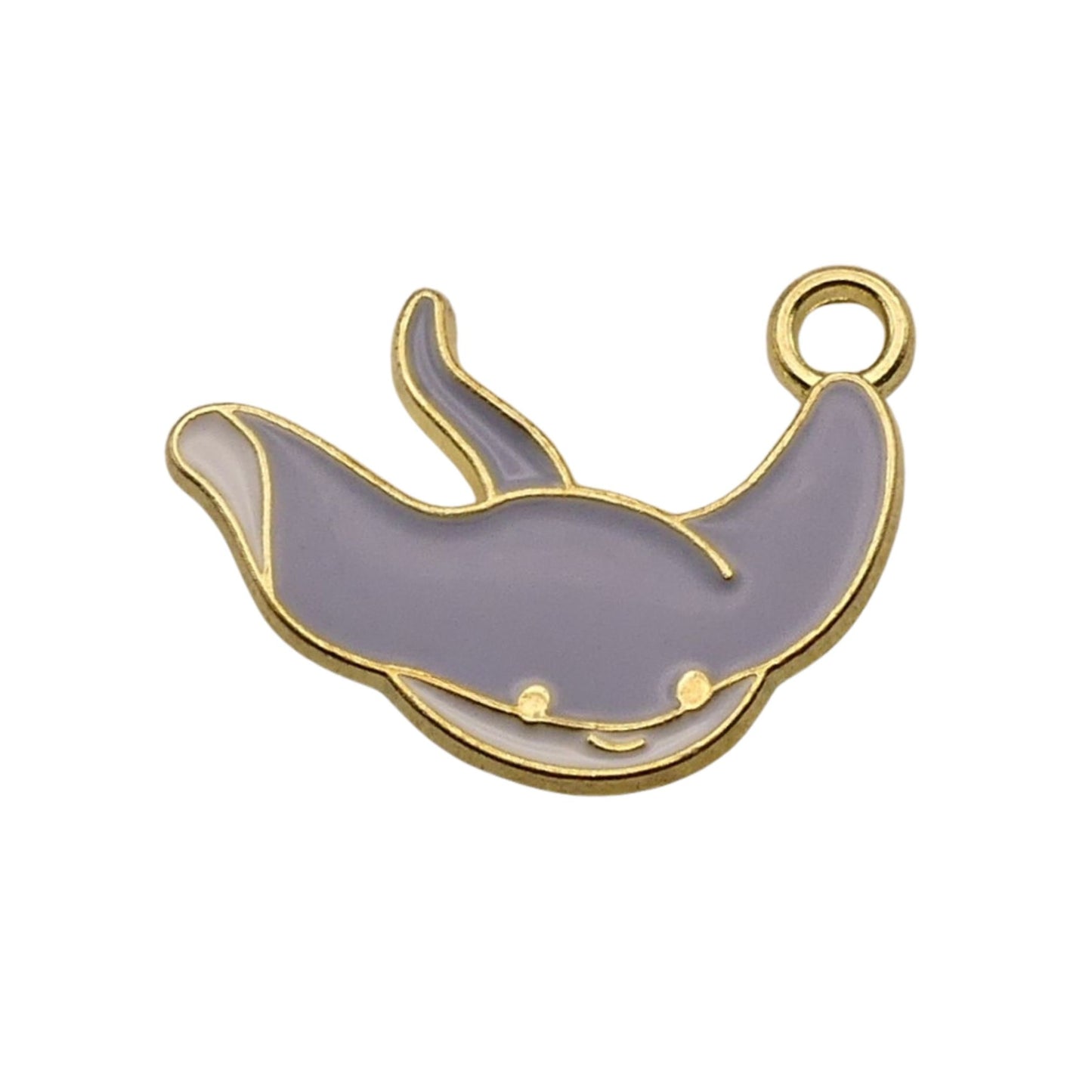 Gold With Grey Stingray Charm For Women For Personalized Charm Bracelet and Necklace