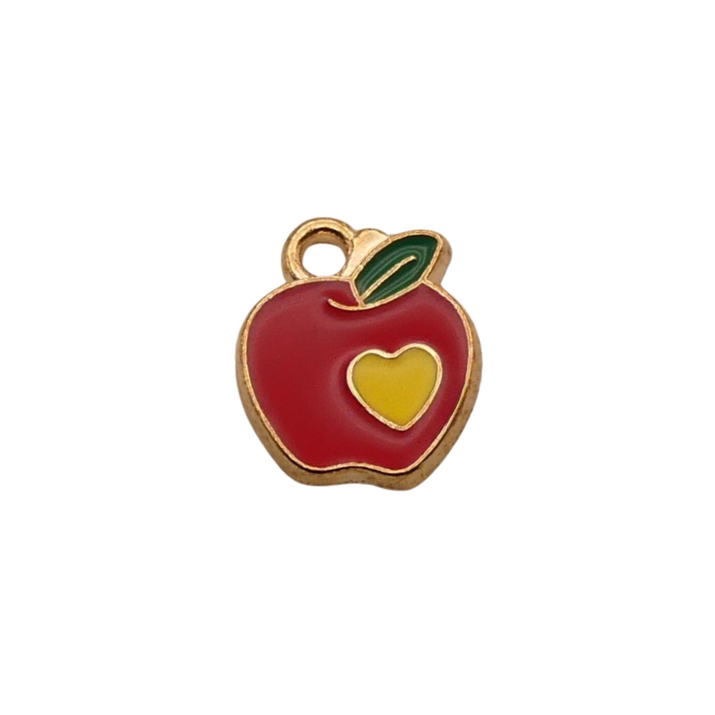 Gold With Red Apple Teacher Charm For Women For Personalized Charm Bracelet and Necklace
