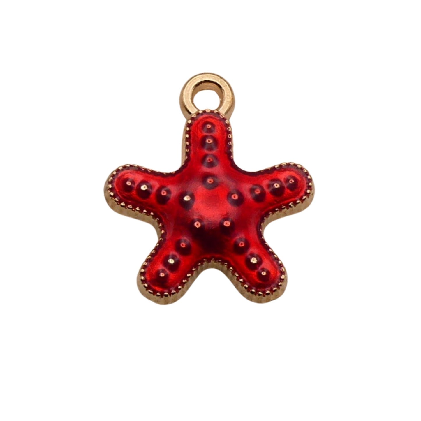 Gold With Red Starfish Charm For Women For Personalized Charm Bracelet and Necklace