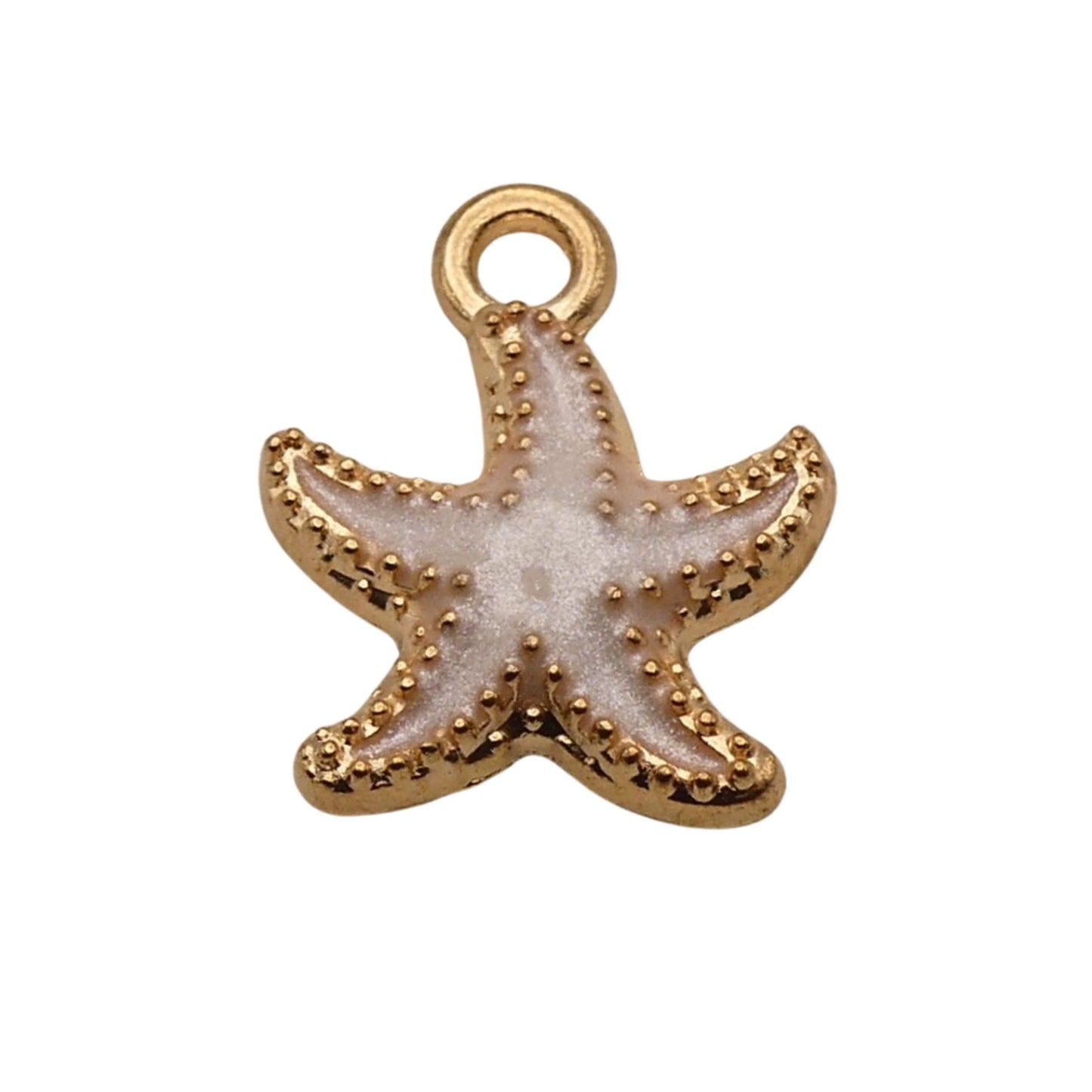 Gold With White Starfish Charm For Women For Personalized Charm Bracelet and Necklace