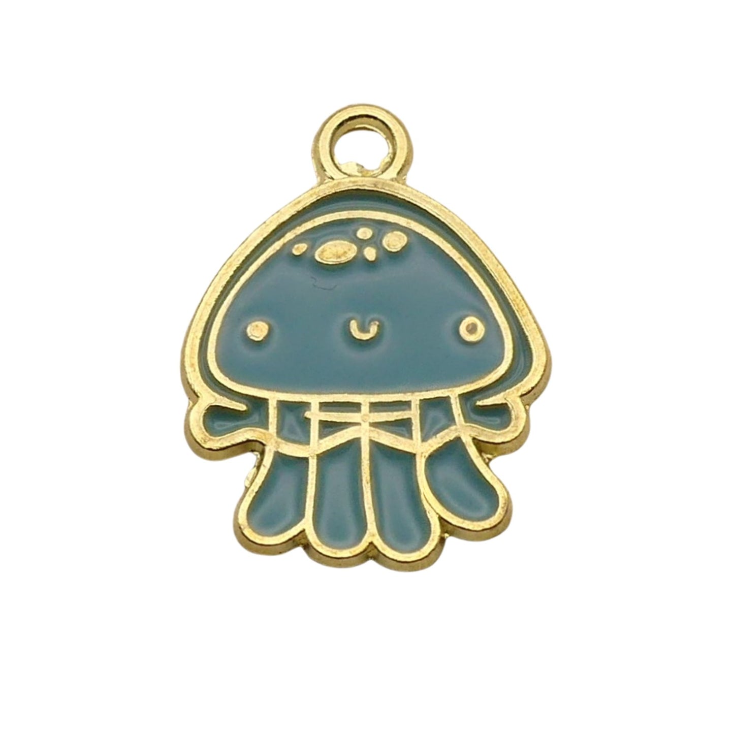 Gold and Blue Jellyfish Charm For Women For Personalized Charm Bracelet and Necklace