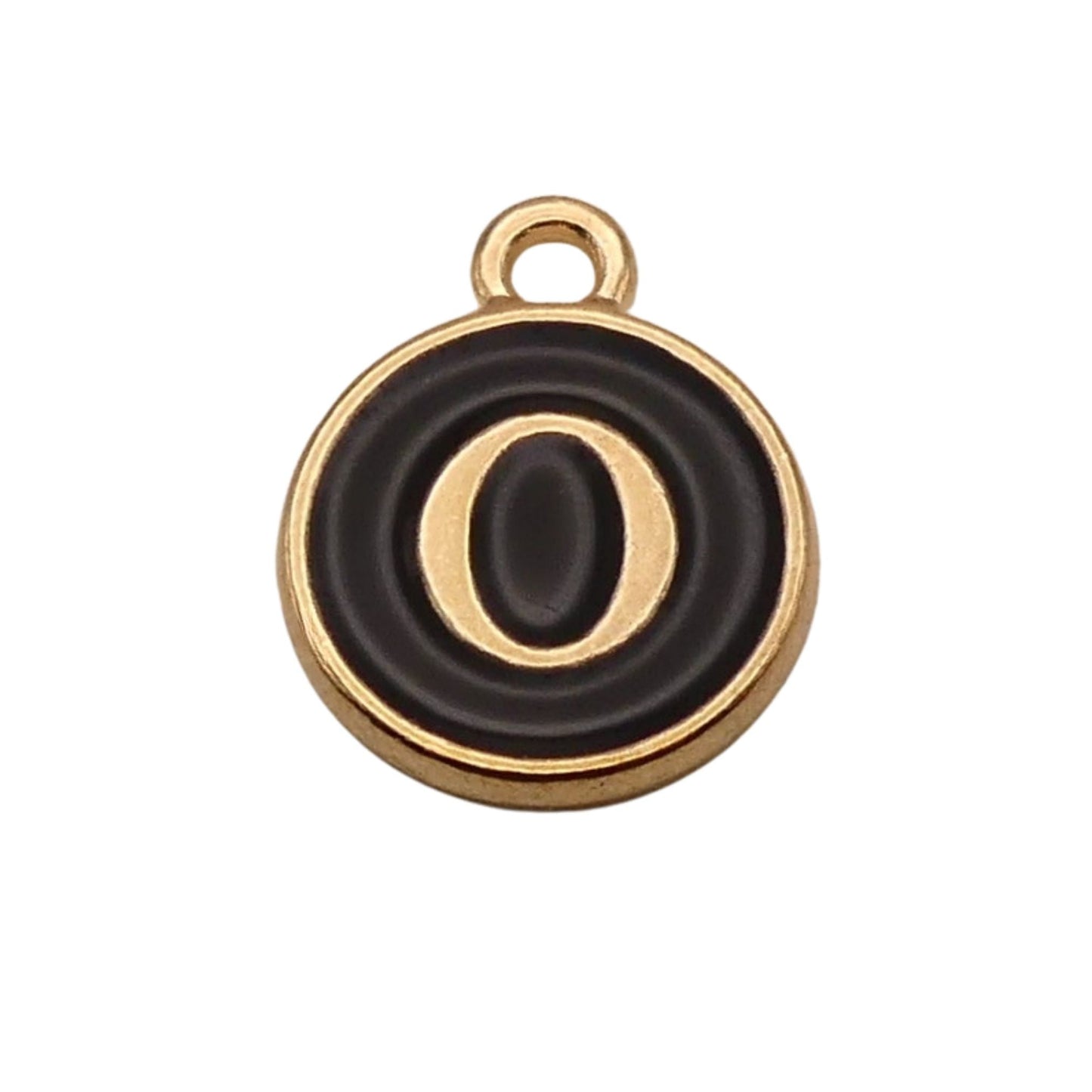 Gold with Black Letter O Charm For Personalized Charm Bracelet