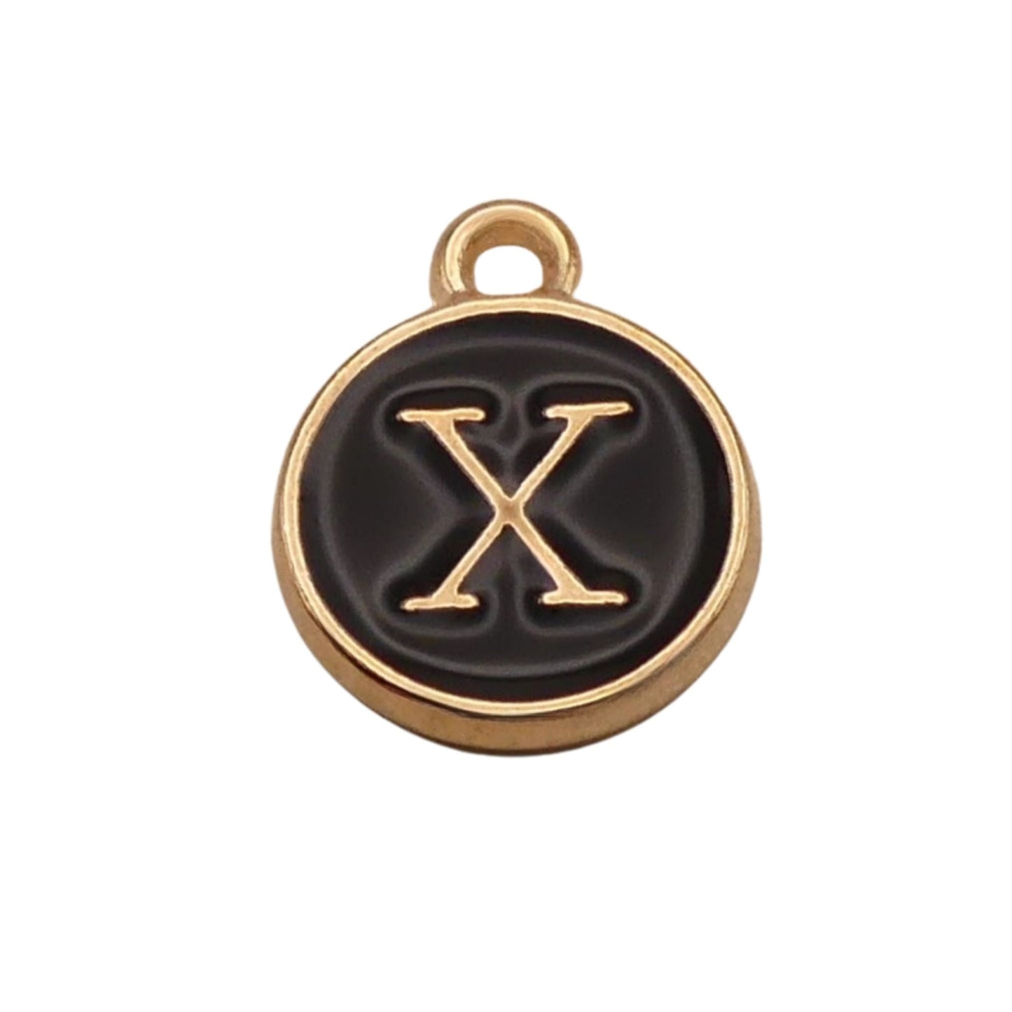 Gold with Black Letter X Charm For Personalized Charm Bracelet