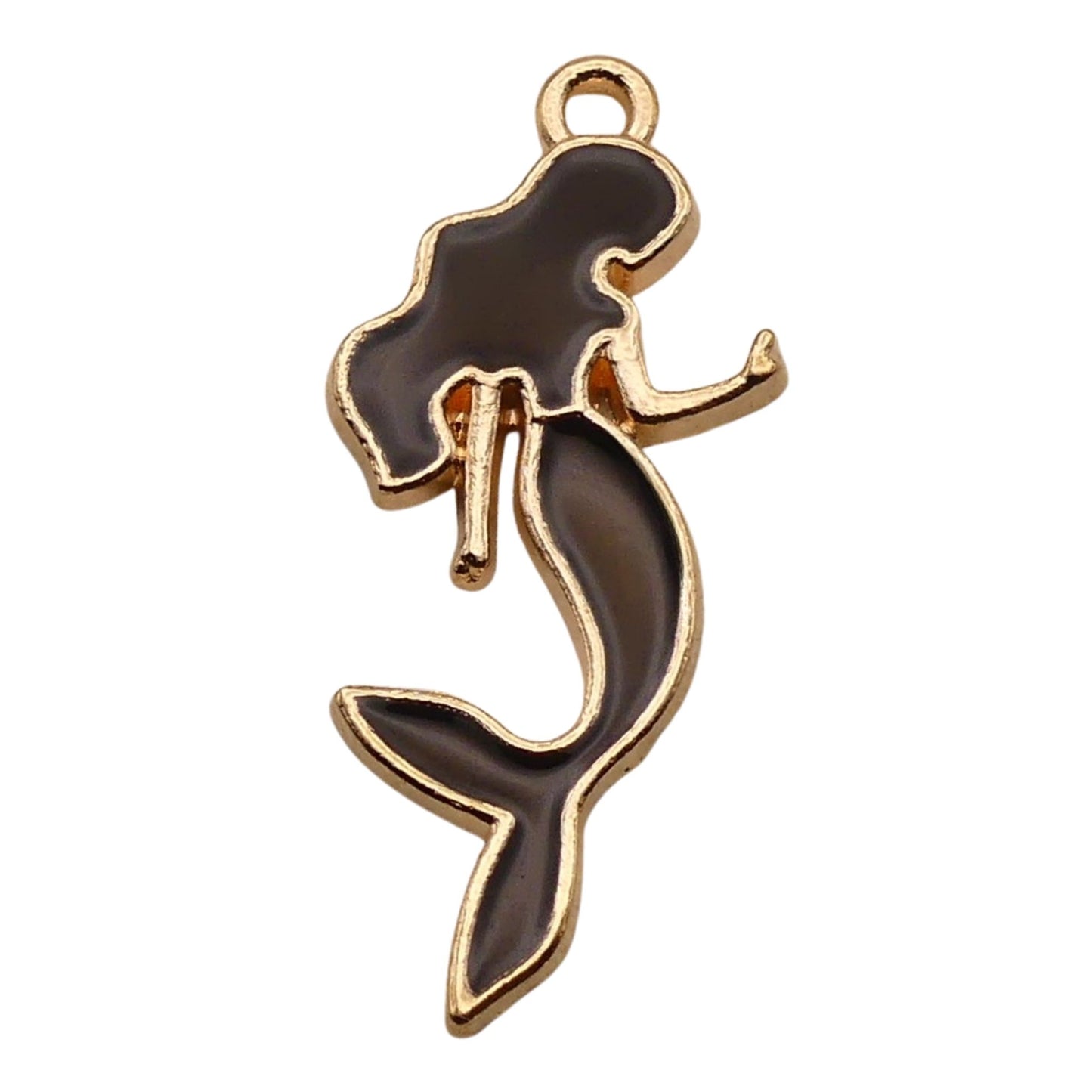 Gold_with_Black_Mermaid_Charm_For_Women_For_Personalized_Charm_Bracelet_and_Necklace