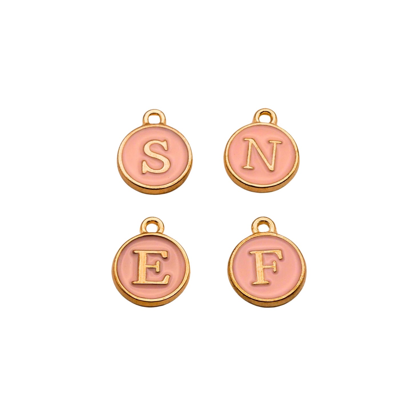 Gold with Pink Letter Charms For Personalized Charm Bracelet
