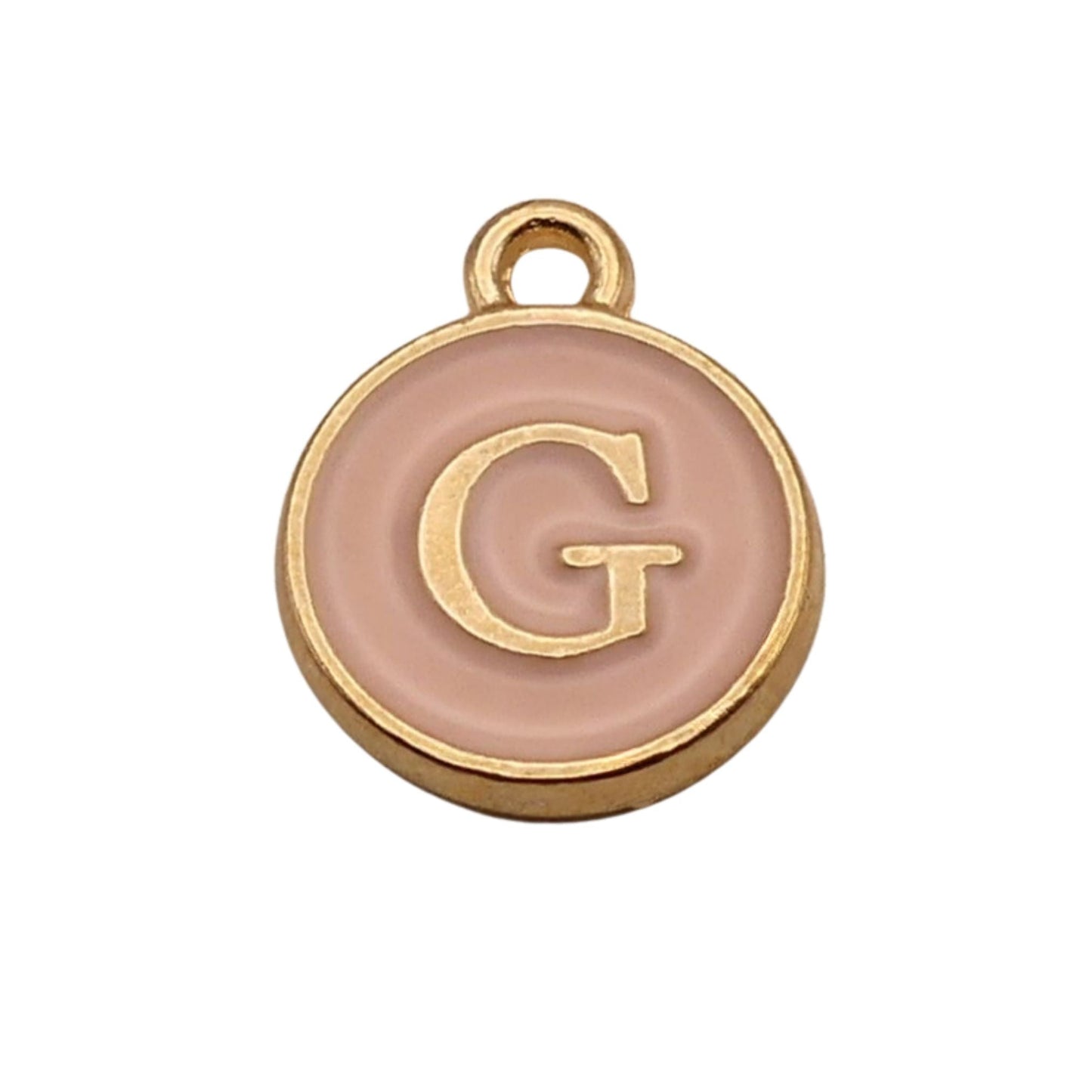 Gold with Pink Letter G Charm For Personalized Charm Bracelet