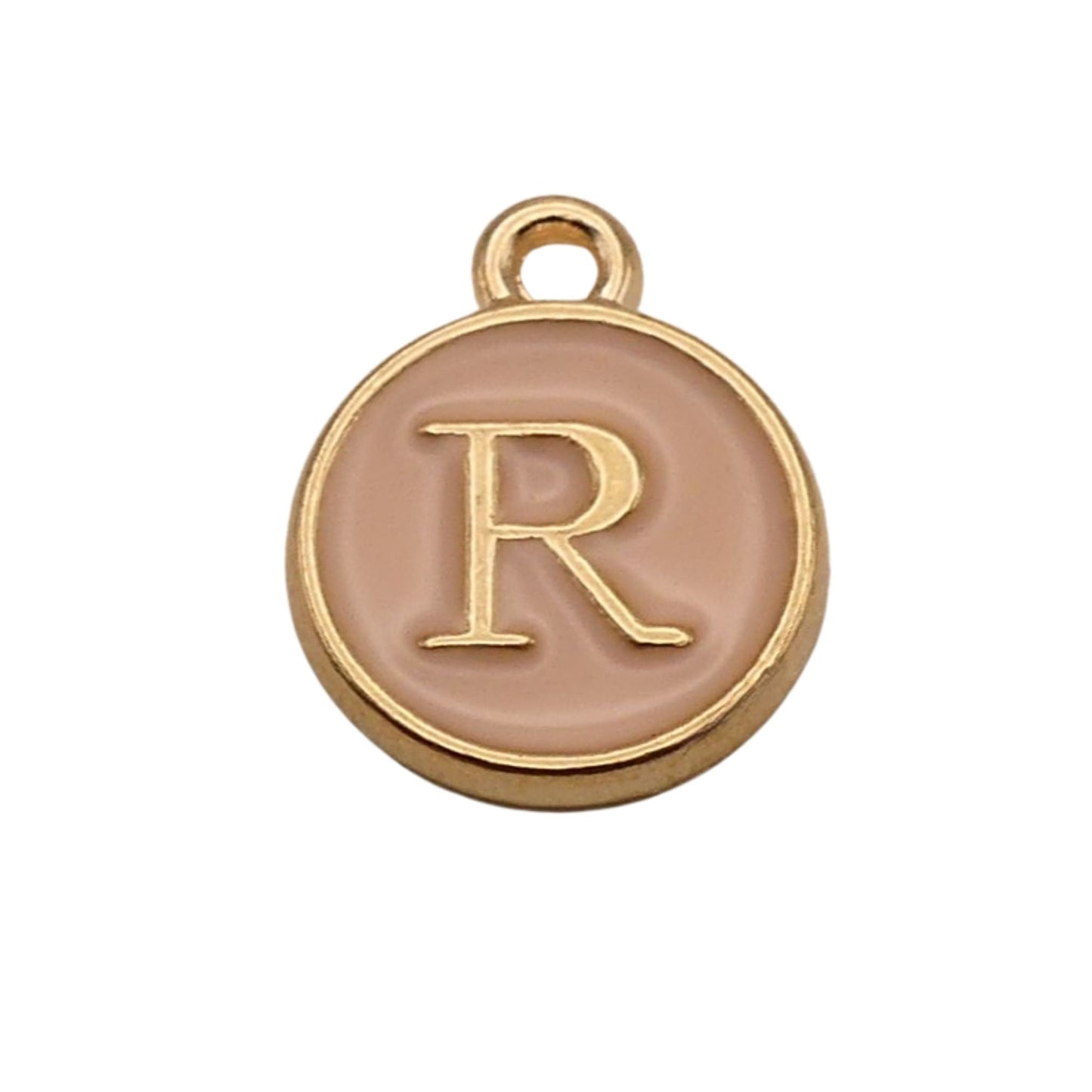 Gold with Pink Letter R Charm For Personalized Charm Bracelet