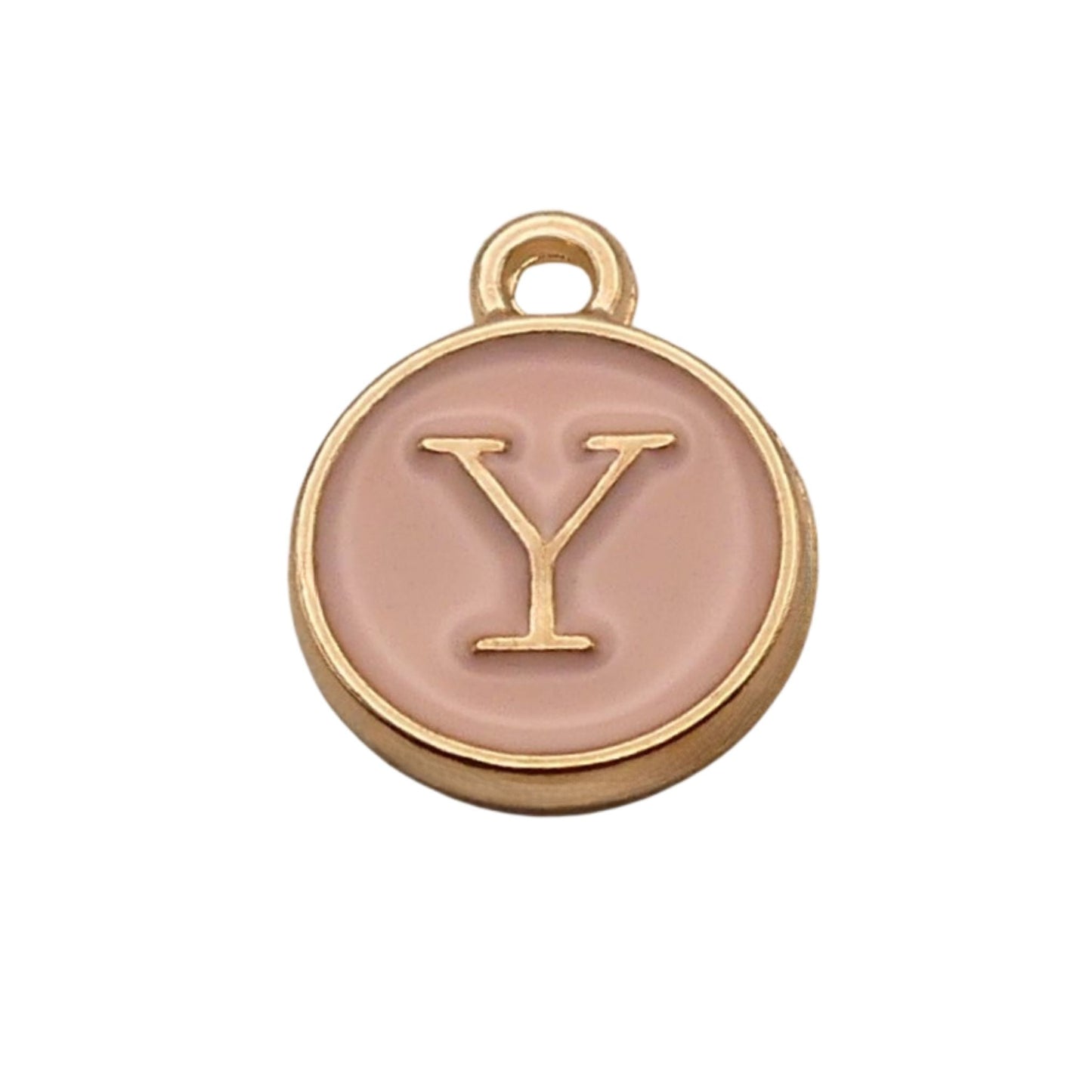 Gold with Pink Letter Y Charm For Personalized Charm Bracelet
