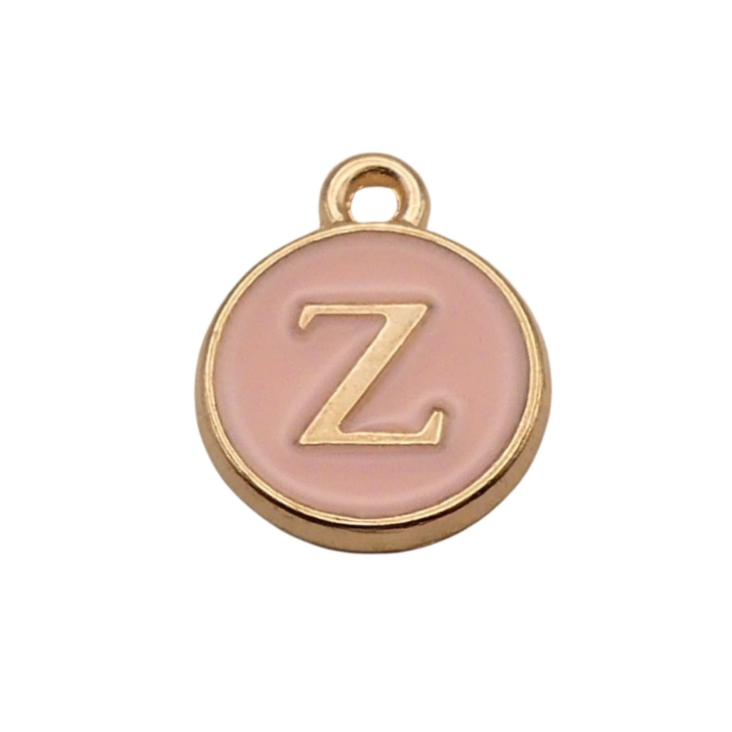 Gold with Pink Letter Z Charm For Personalized Charm Bracelet