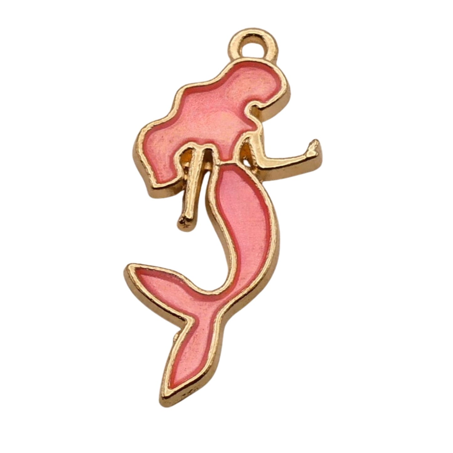 Pink Mermaid CharmGold with Pink_Mermaid_Charm_For Women For Personalized Charm Bracelet and Necklace