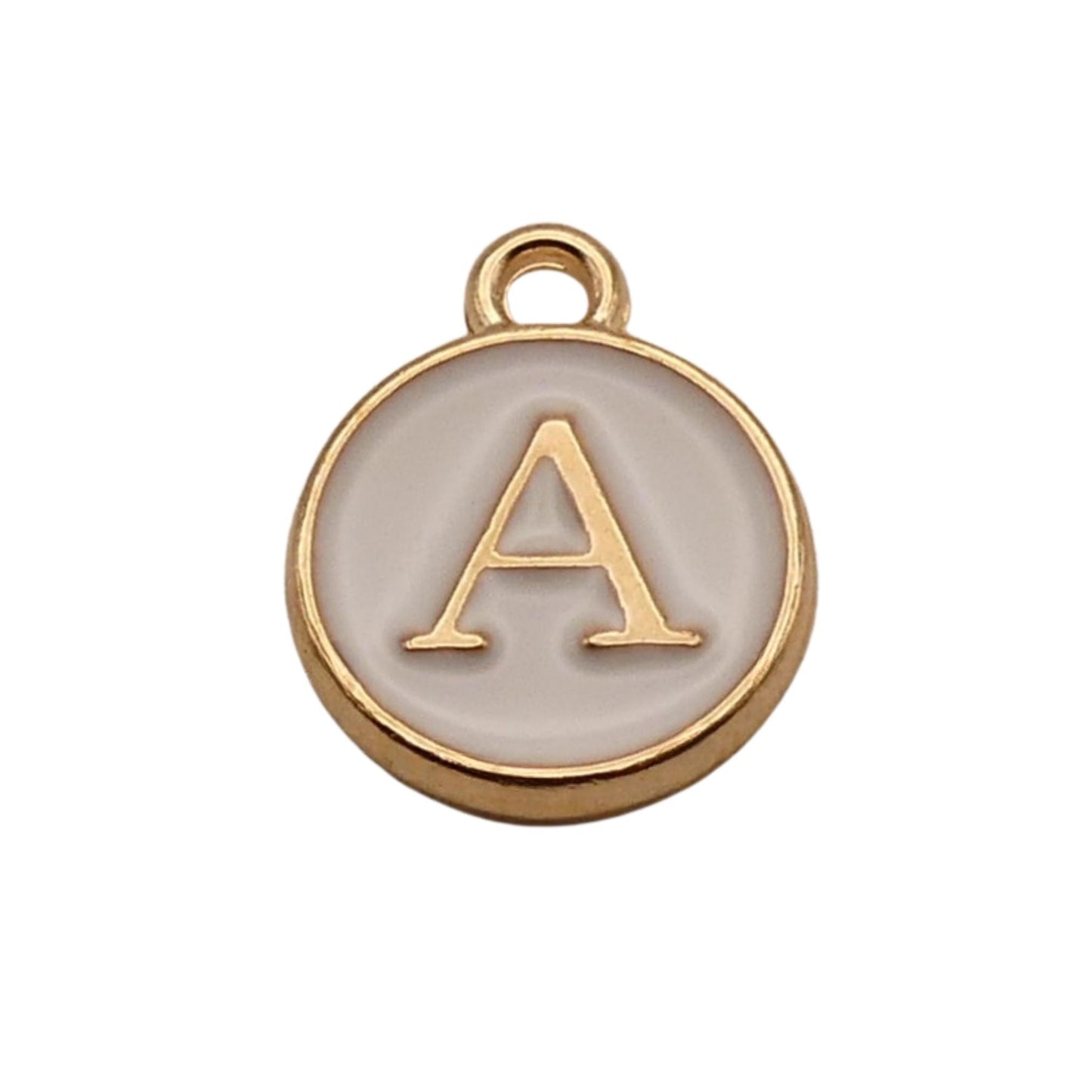 Gold with White Letter A Charm For Personalized Charm Bracelet