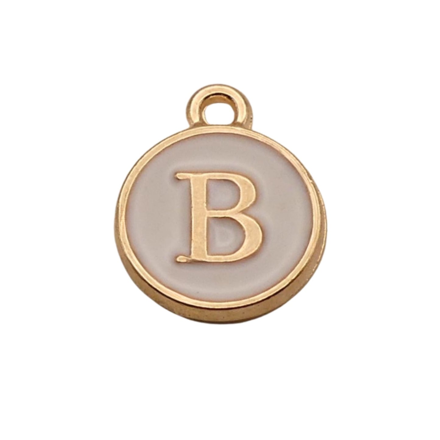 Gold with White Letter B Charm For Personalized Charm Bracelet