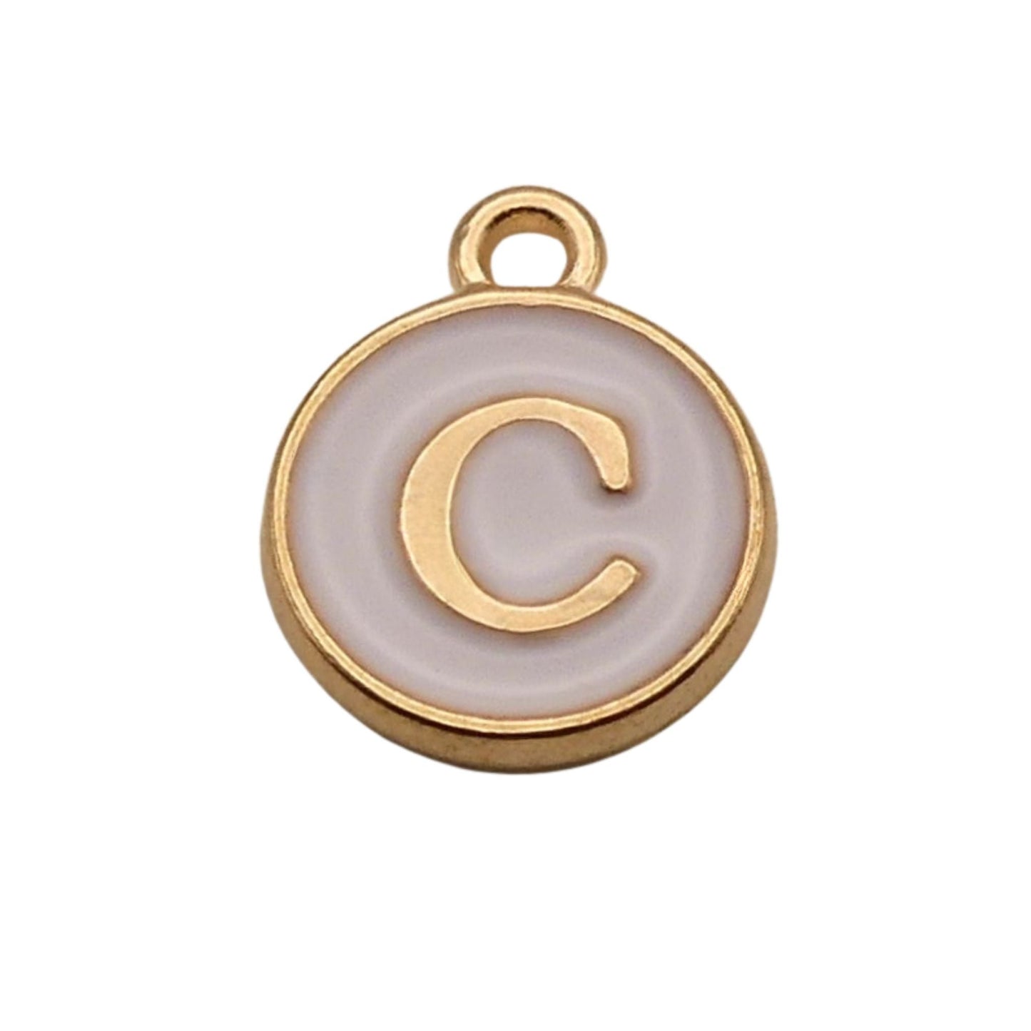 Gold with White Letter C Charm For Personalized Charm Bracelet