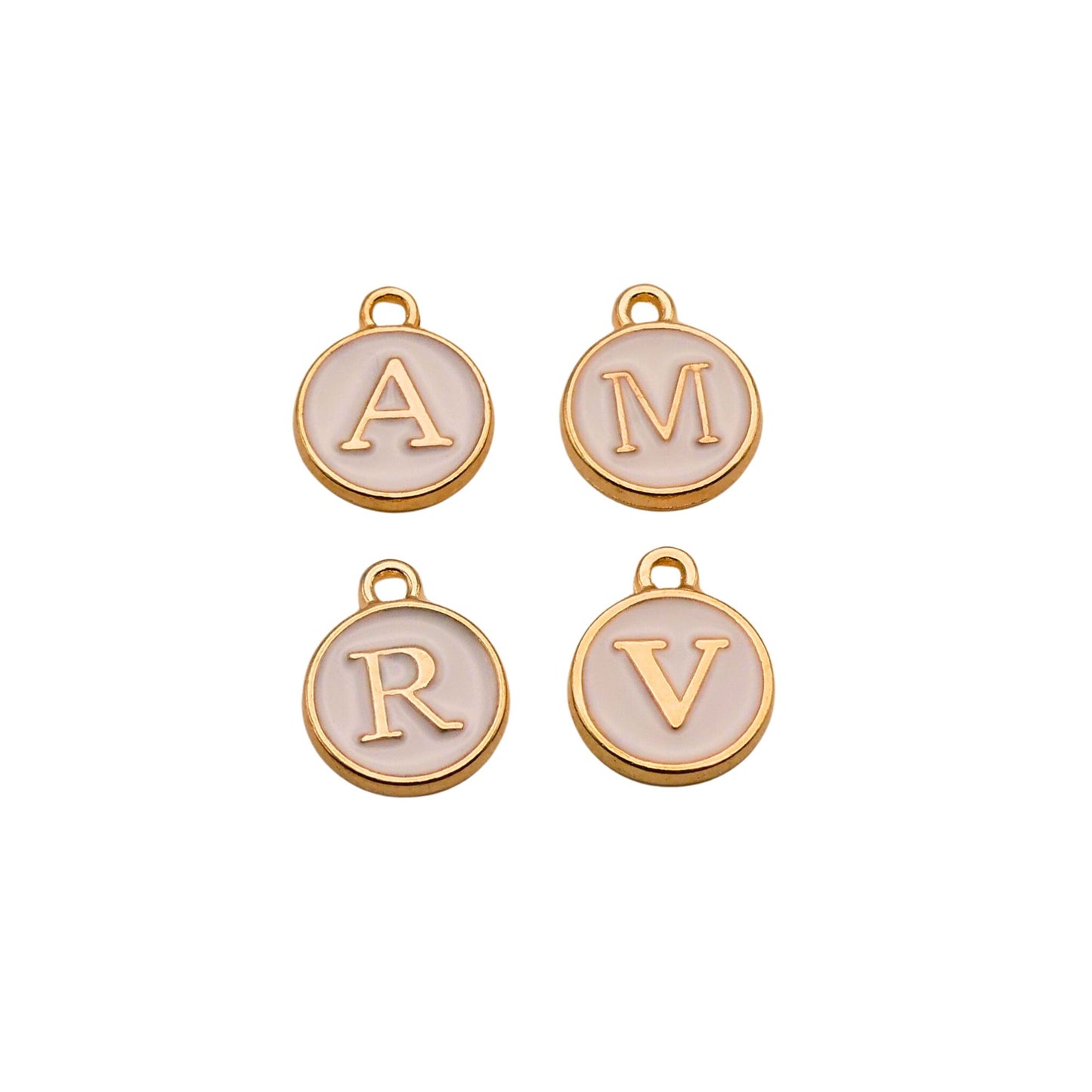 Gold with White Letters Charms For Personalized Charm Bracelet