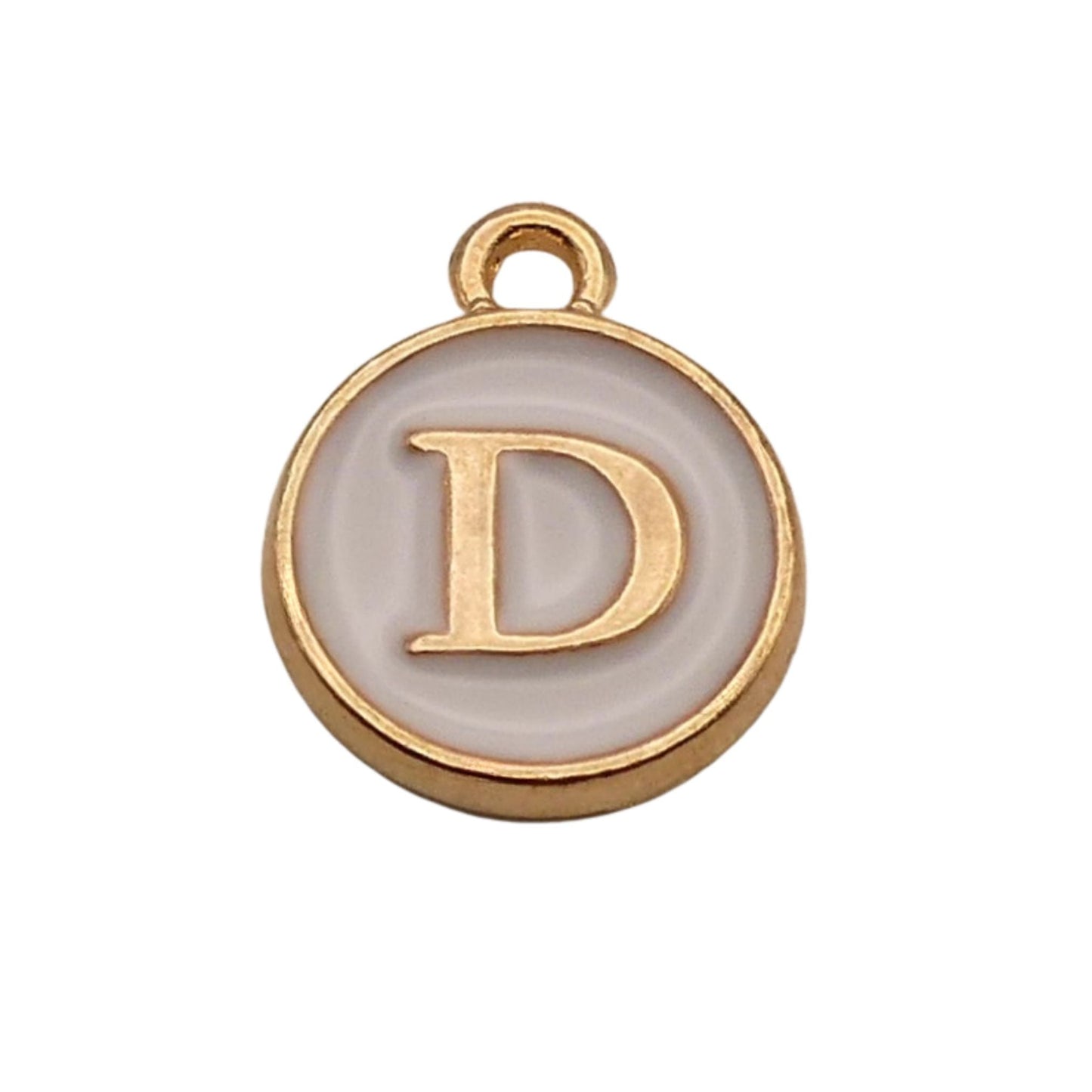 Gold with White Letter D Charm For Personalized Charm Bracelet