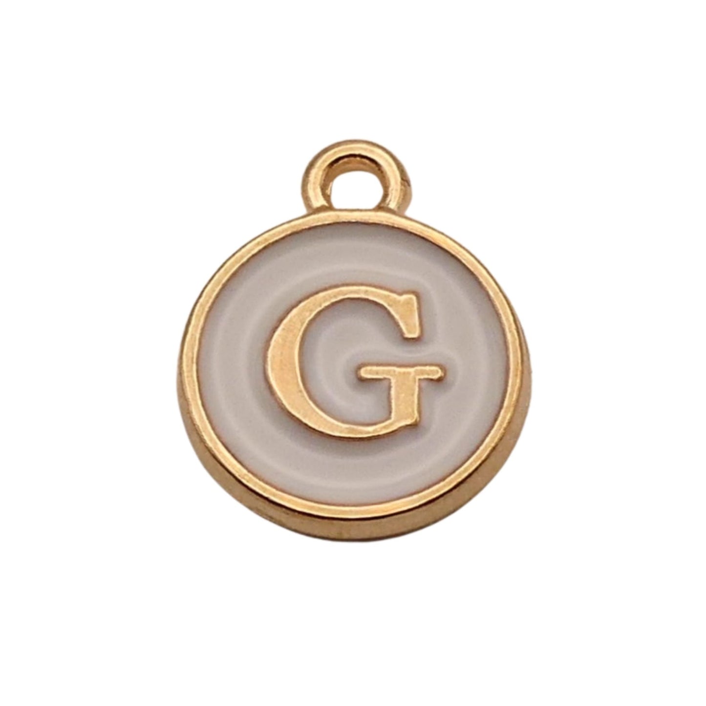 Gold with White Letter G Charm For Personalized Charm Bracelet