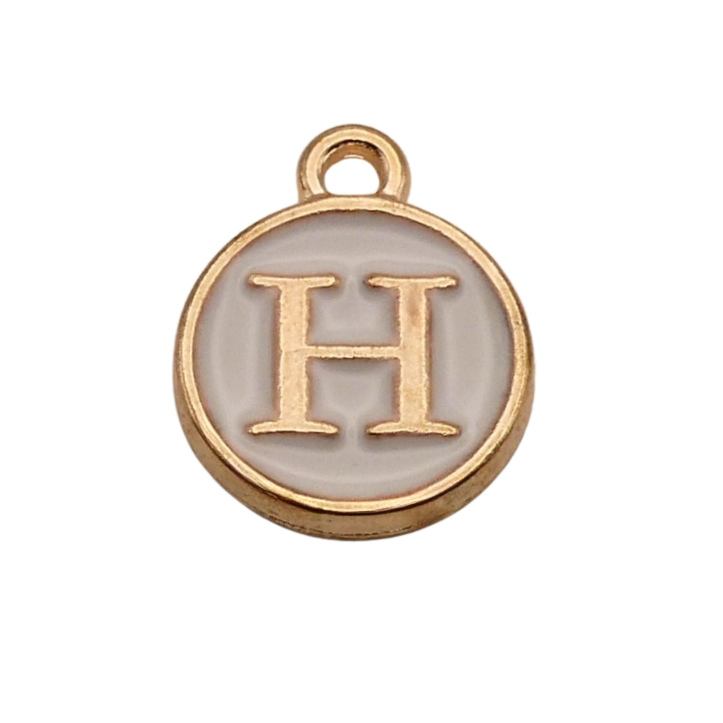 Gold with White Letter H Charm For Personalized Charm Bracelet