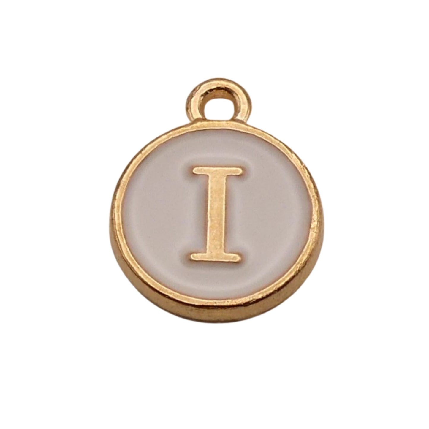 Gold with White Letter I Charm For Personalized Charm Bracelet