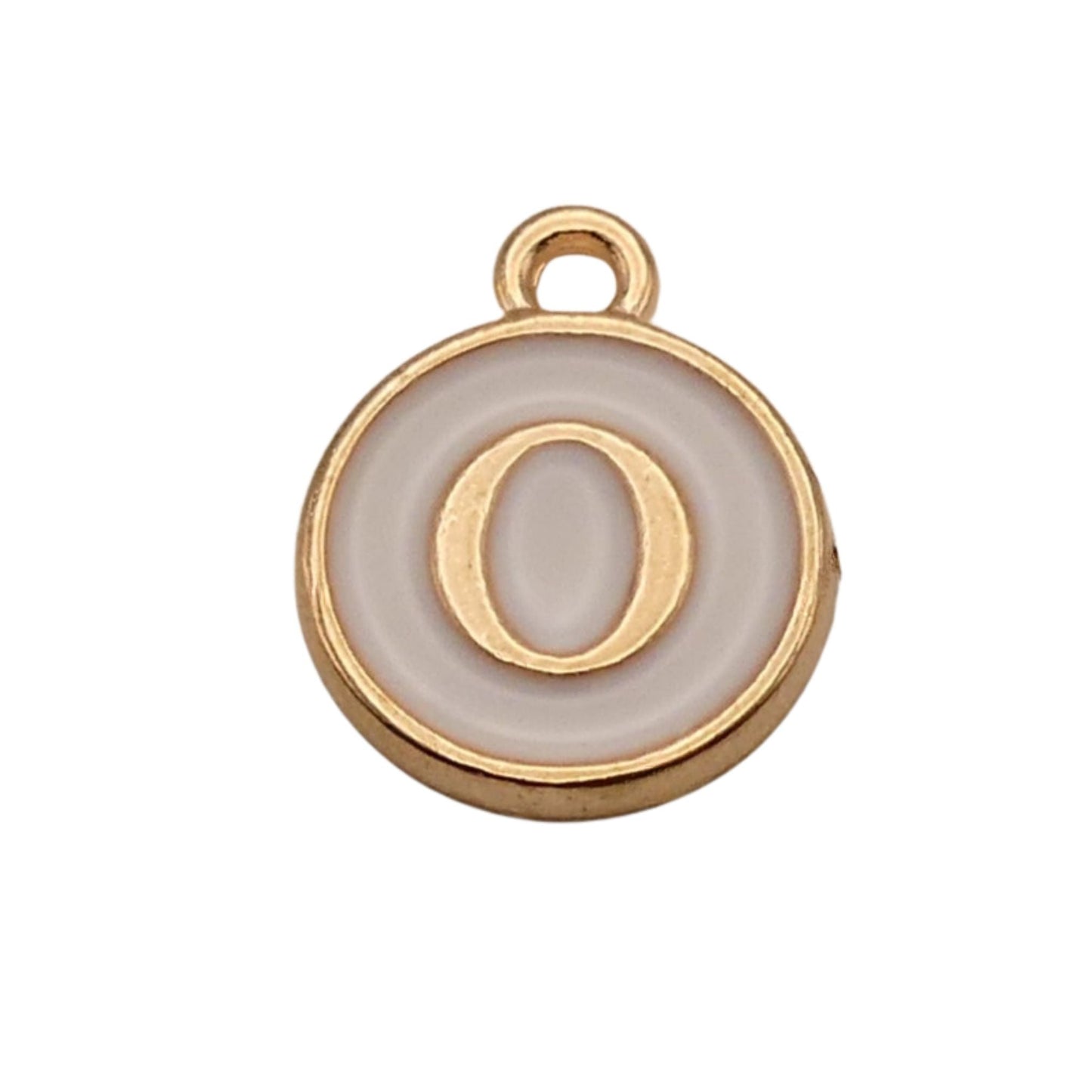Gold with White Letter O Charm For Personalized Charm Bracelet