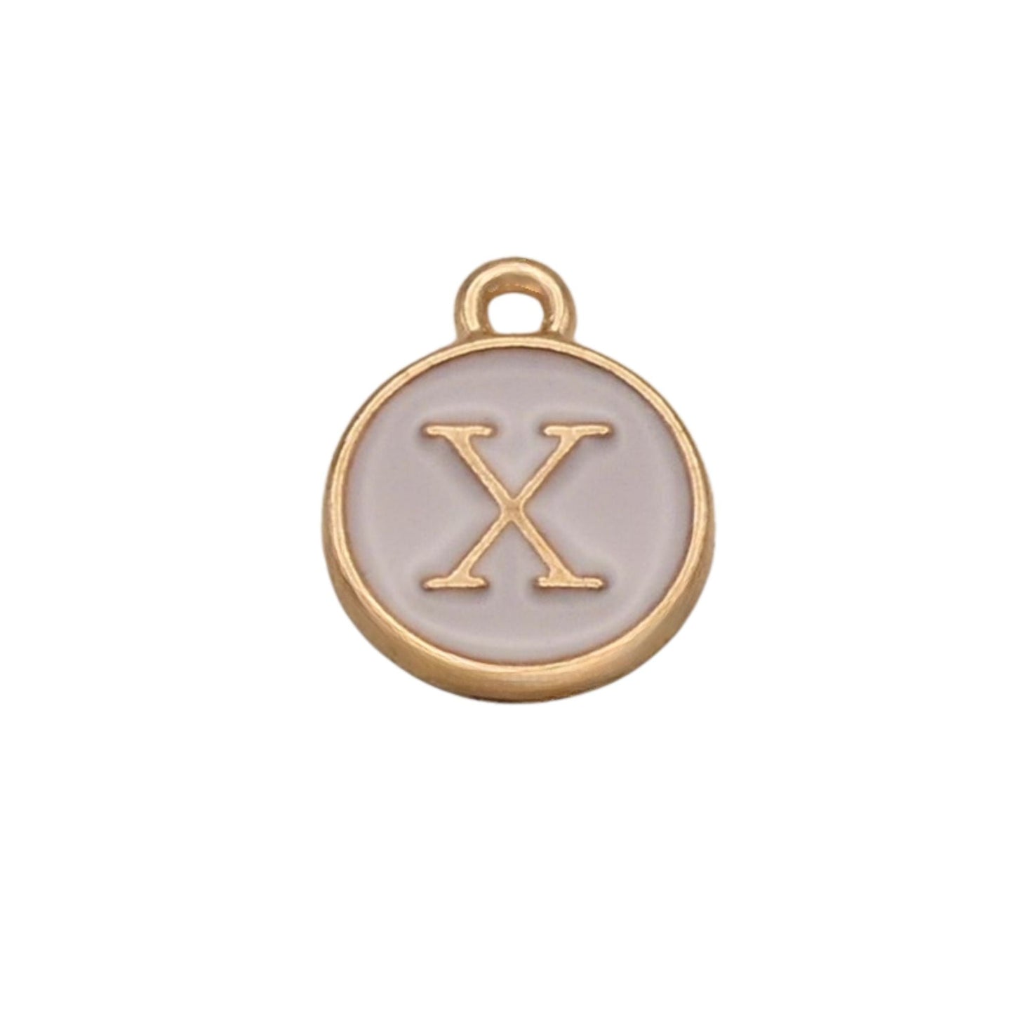 Gold with White Letter X Charm For Personalized Charm Bracelet