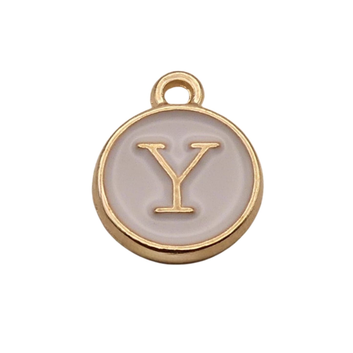 Gold with White Letter Y Charm For Personalized Charm Bracelet