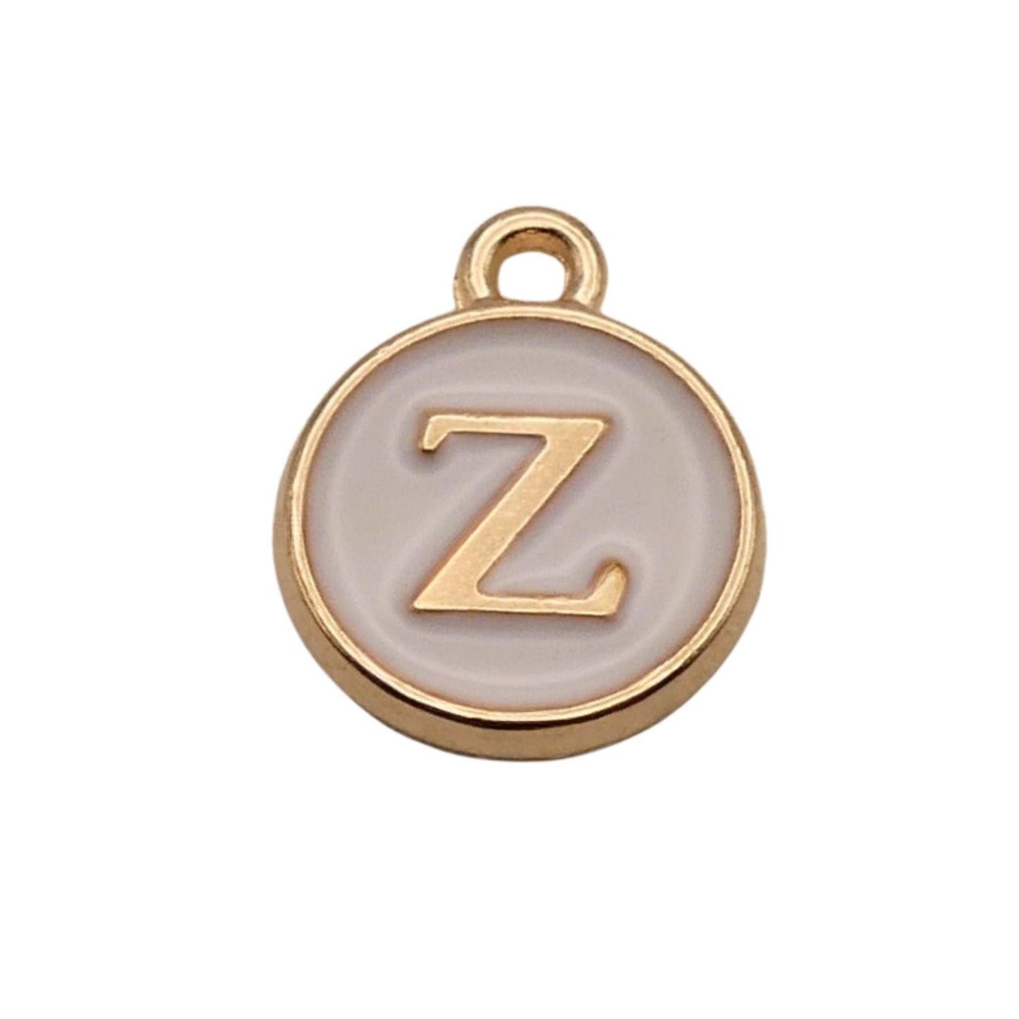 Gold with White Letter Z Charm For Personalized Charm Bracelet