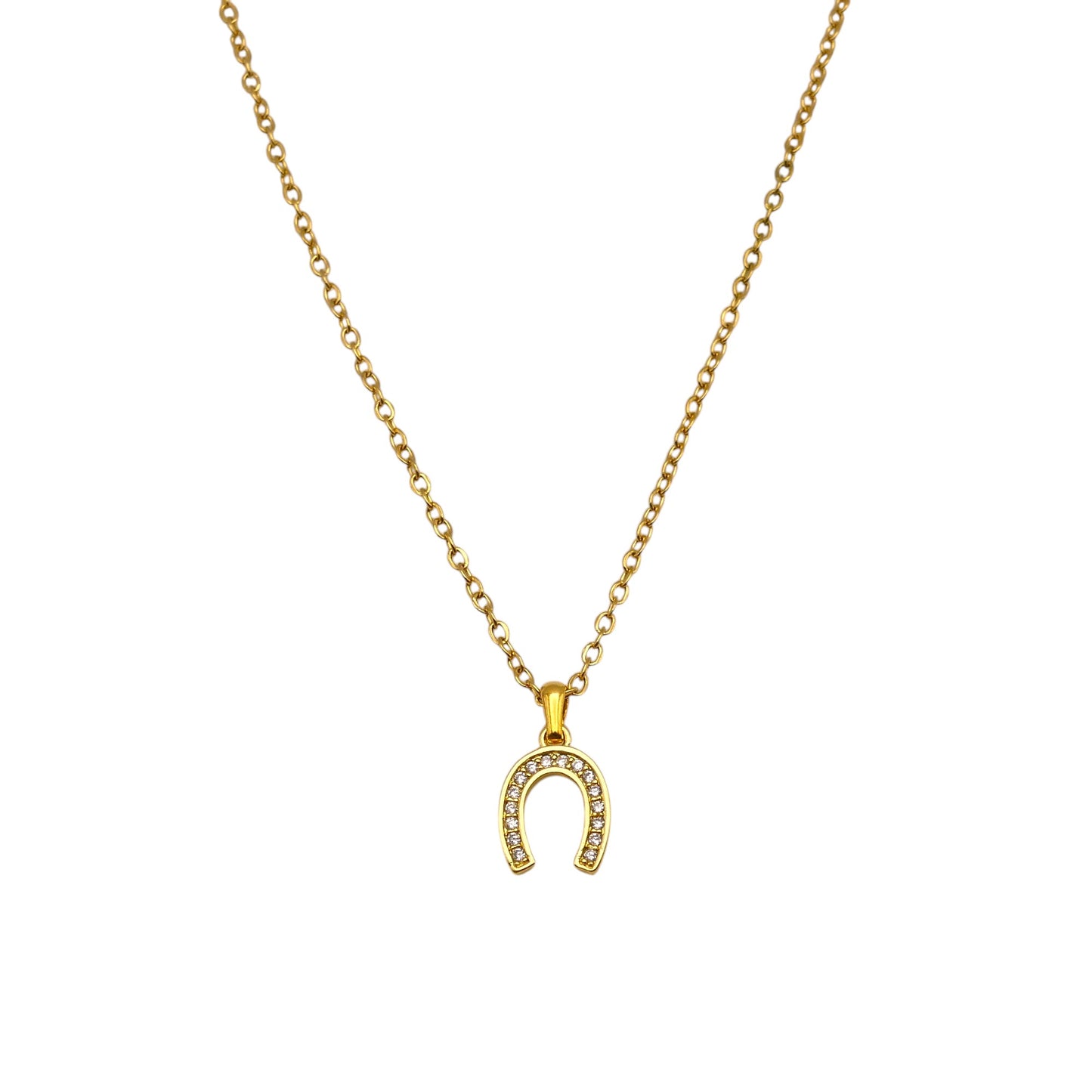 Crystal Horseshoe Pendant Necklace