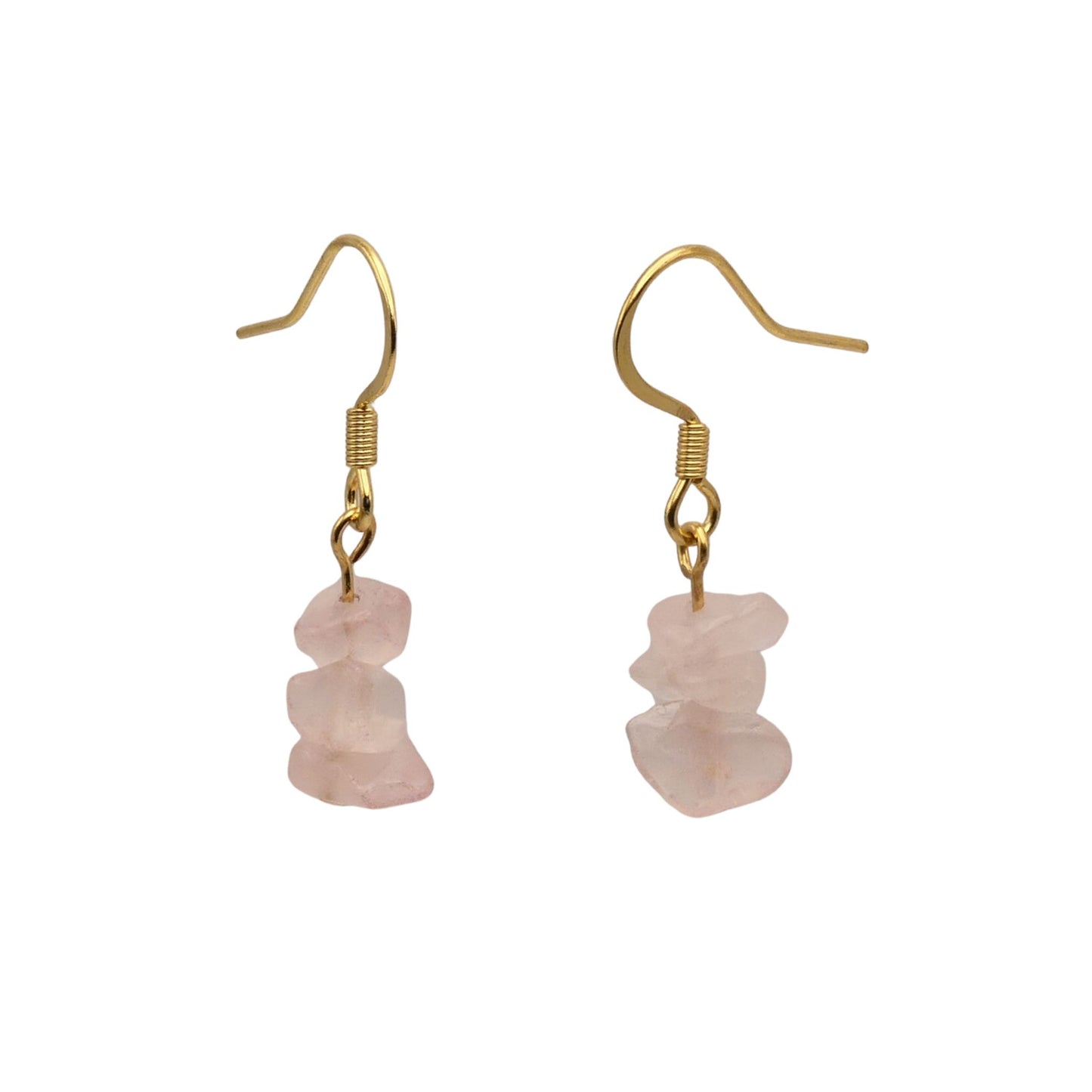 Pink Quartz Semi-Precious Stone Drop Earrings