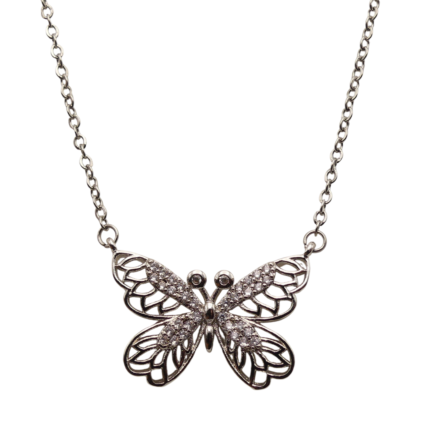 Pave Crystal Butterfly Necklace
