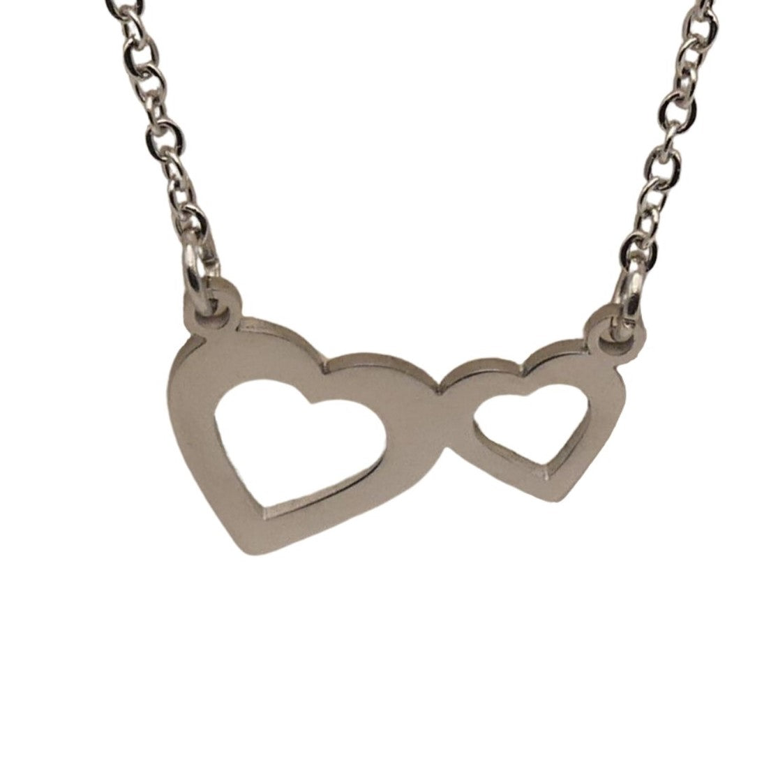 Silver Double Open Heart Necklace